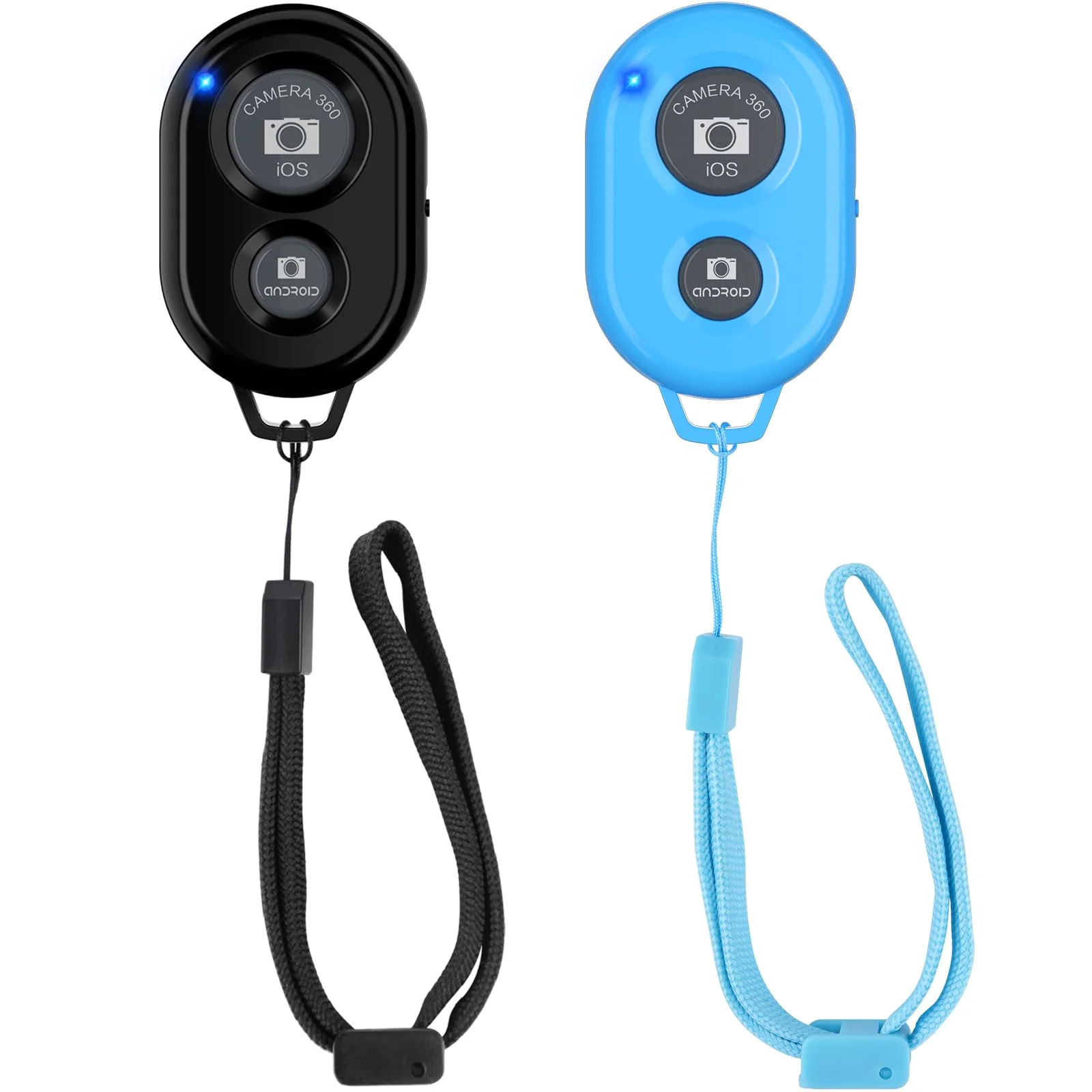 Wireless Camera Remote Shutter for Smartphones (2 Pack), Zttopo Wireless Phone Camera Remote Control Compatible with iPhone/Android Cell Phone - Wrist Strap Included Black&Blue Black+Blue