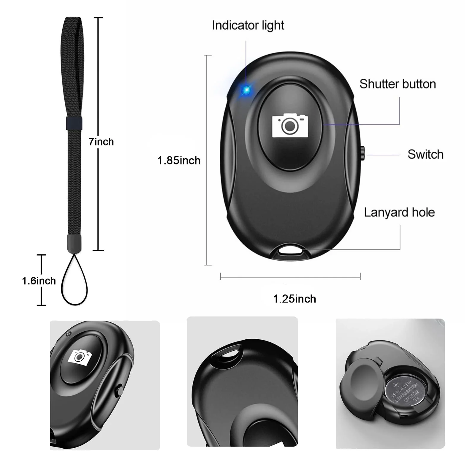 Wireless Camera Shutter Clicker | Camera Shutter Remote Control for iPhone & Android Smartphones | Wireless Remote Control Selfie Button - Includes Wrist Strap, Black - Image 6