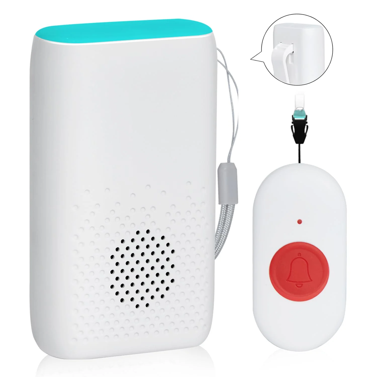 Wireless Caregiver Pager Nurse Alert System SOS Call Button Vibration Pager Nurse Calling Alert System with 58 Melodies 4 Adjust Volume Levels for Patients Seniors Elderly Monitoring at Home ] 1 Receiver 1 Call Button