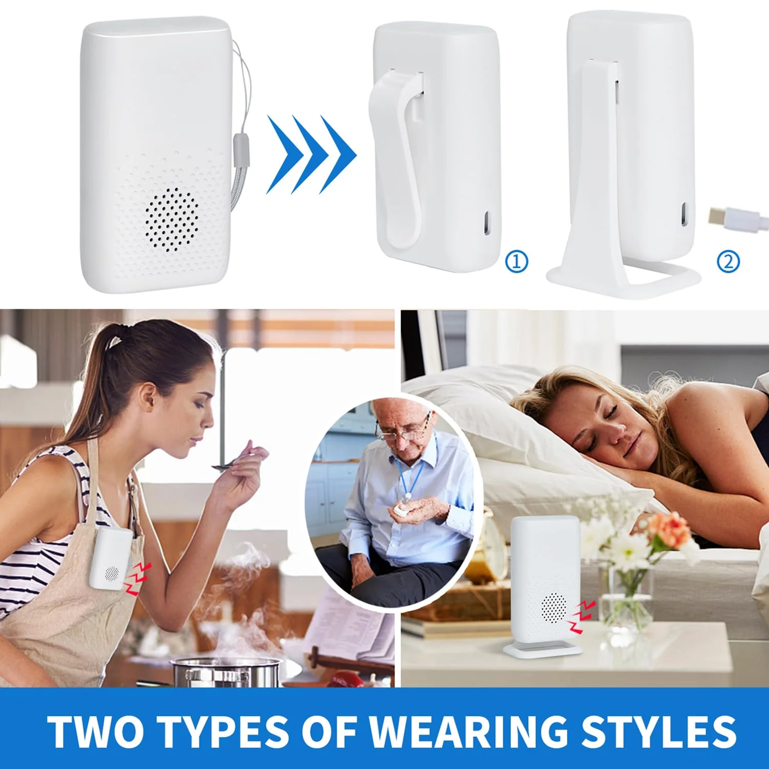 Wireless Caregiver Pager Nurse Alert System SOS Call Button Vibration Pager Nurse Calling Alert System with 58 Melodies 4 Adjust Volume Levels for Patients Seniors Elderly Monitoring at Home ] 1 Receiver 1 Call Button - Image 2