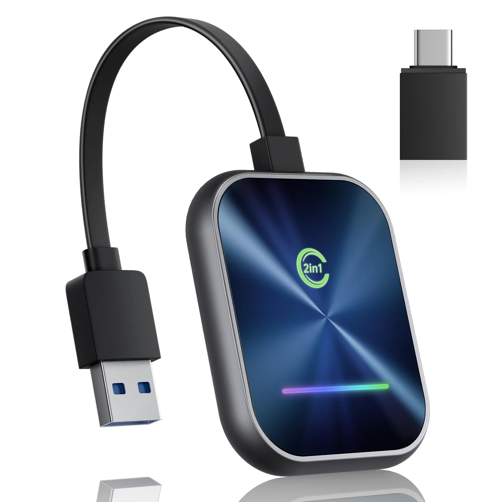 Wireless CarPlay Adapter 2024 Upgraded, 2 in 1 Wireless CarPlay & Android Auto Adapter Converts Factory Wired CarPlay to Wireless, Plug and Play Car Play Wireless Adapter, Compatible iPhone/Android