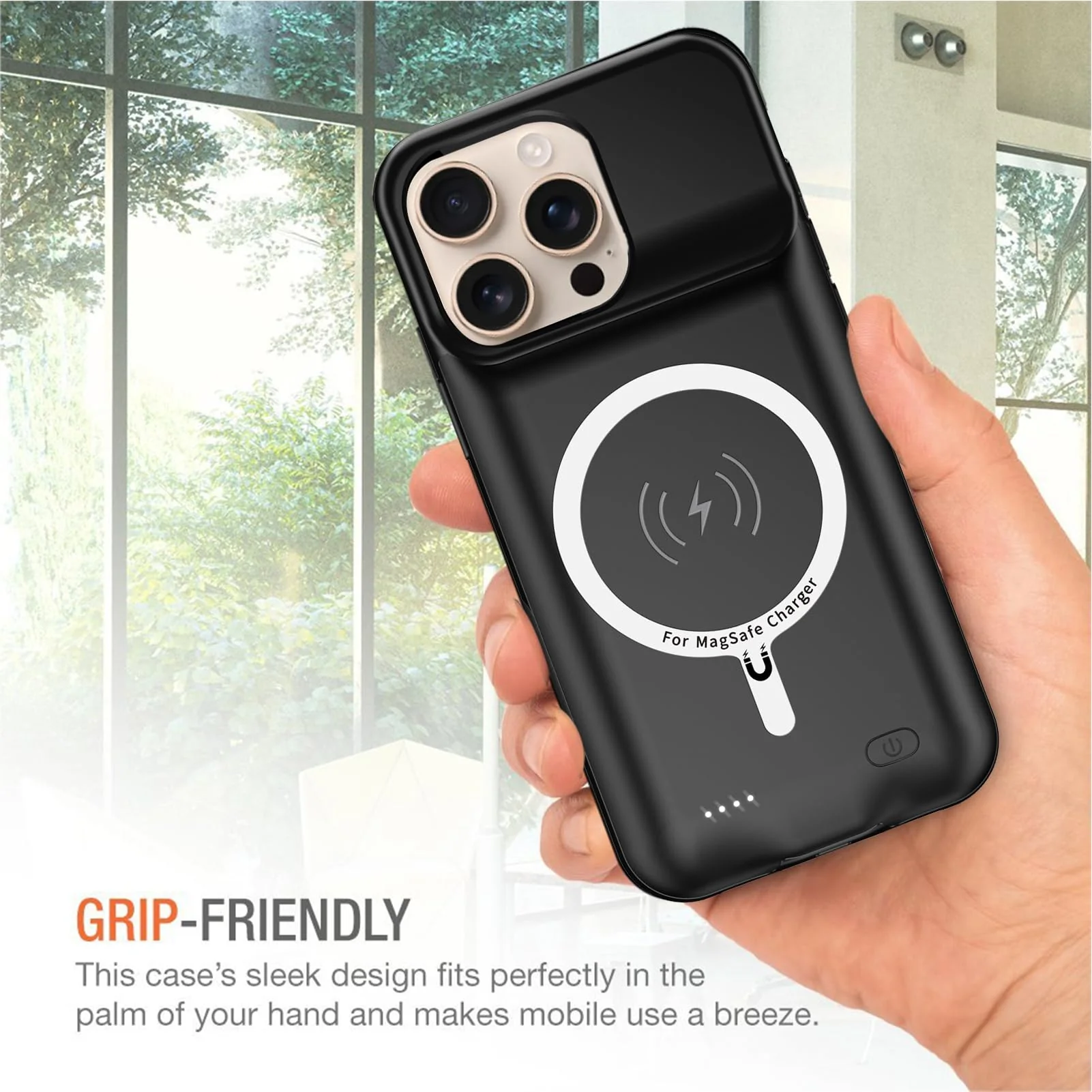 Wireless Charging Case for iPhone 16 Pro Max, 12000mAh High Capacity Portable Rechargeable Battery Case Qi Wireless Charging with iPhone 16 Pro Max (6.9 inch) Extended Battery Charger Case (Black) iPhone 16 Pro Max(6.9) - Image 7