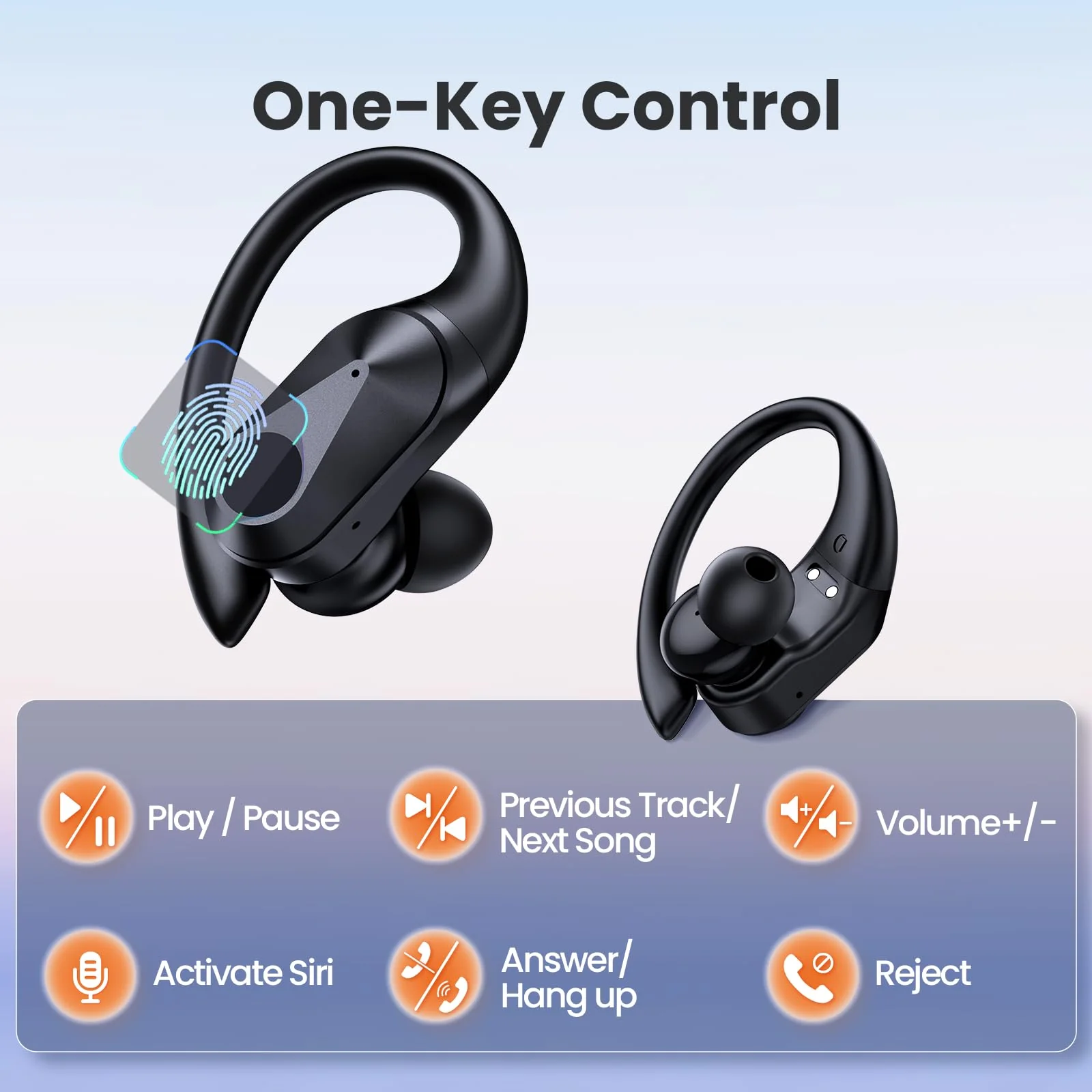 Wireless Earbuds Bluetooth Headphones 90Hrs Playtime Ear Buds IPX7 Waterproof Sports Earphones Wireless Charging Case Over-ear Earhooks Headest Black - Image 7