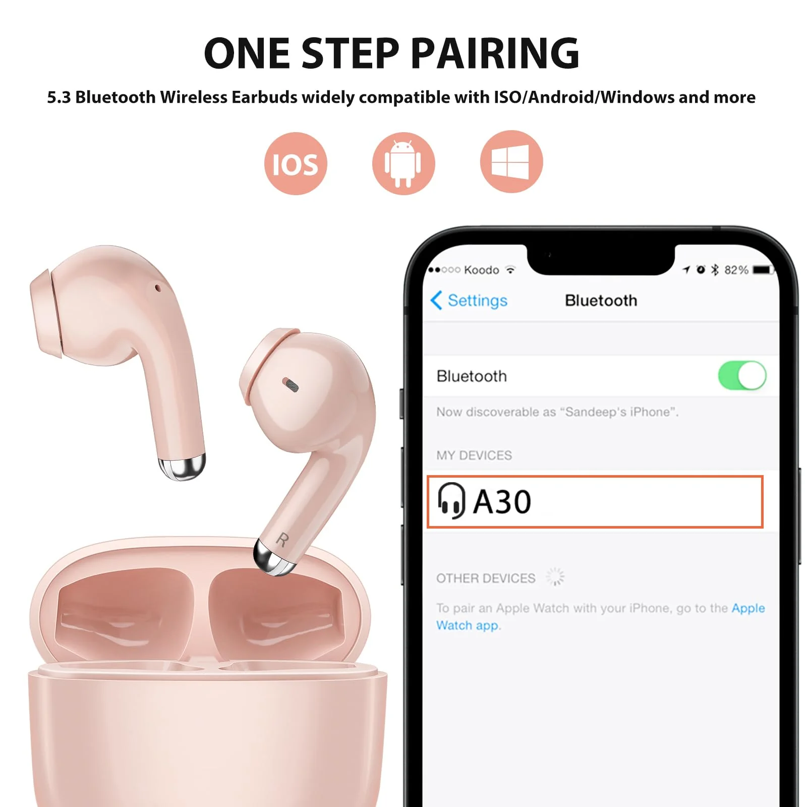 Wireless Earbuds for Samsung S24 Ultra S23 Fe S22+ S21, 5.3 Bluetooth Earbuds Ear Buds with Mic Touch HiFi Stereo Wireless Headphone for iPhone 15 Pro Max 14 Plus Pixel 8 7 Pro 6 A, Pink - Image 6