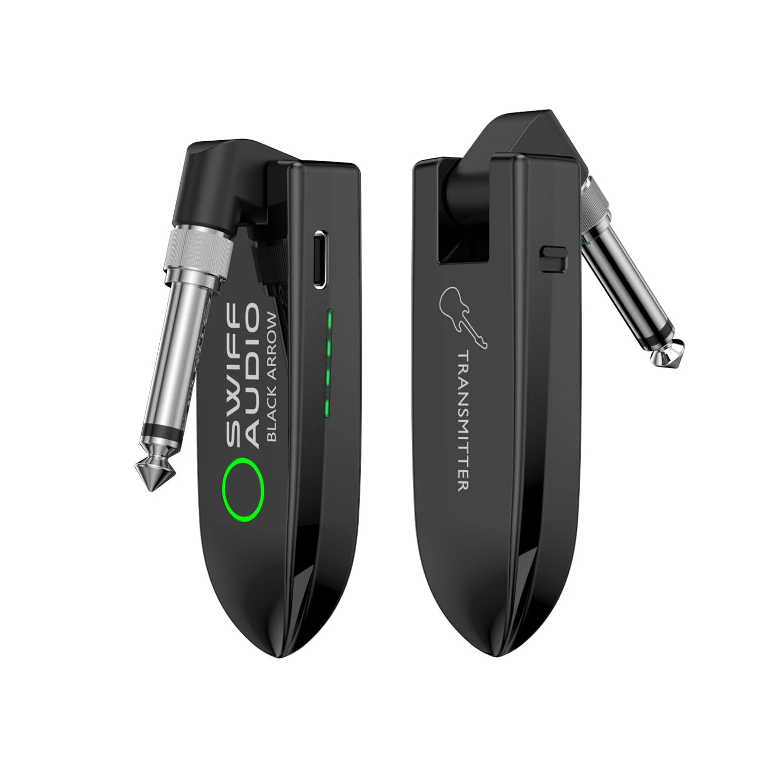 Wireless Guitar System, Digital Wireless System UHF Wireless Guitar Transmitter Receiver Support Multi Channels Rechargeable Long Battery Life for Guitar Bass Electric Instruments (Black) Black