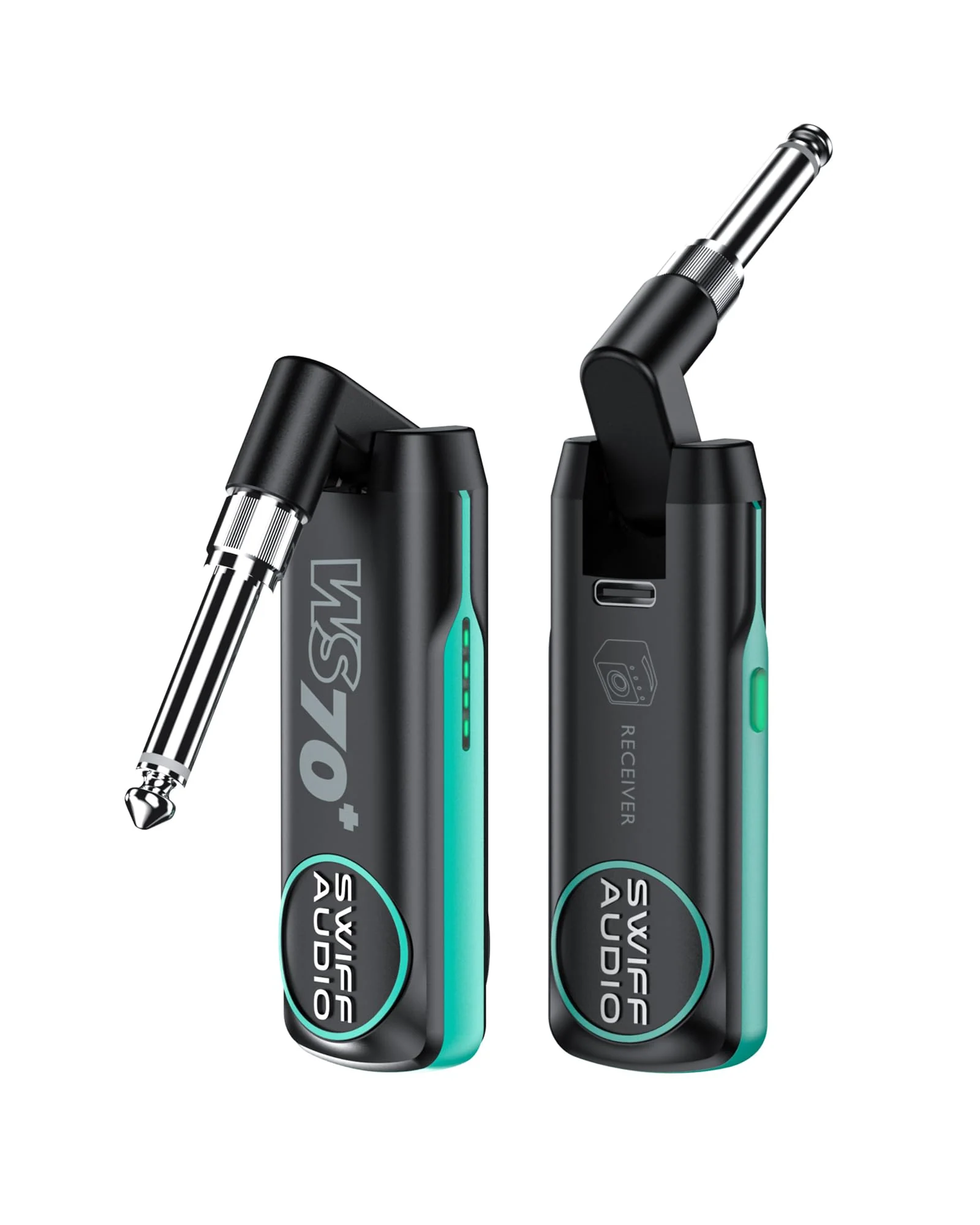 Wireless Guitar Transmitter Receiver Rechargeable Wireless Guitar System 10 Channels Transmission Range for 6.35mm/3.5mm Musical Instrument WS-70+