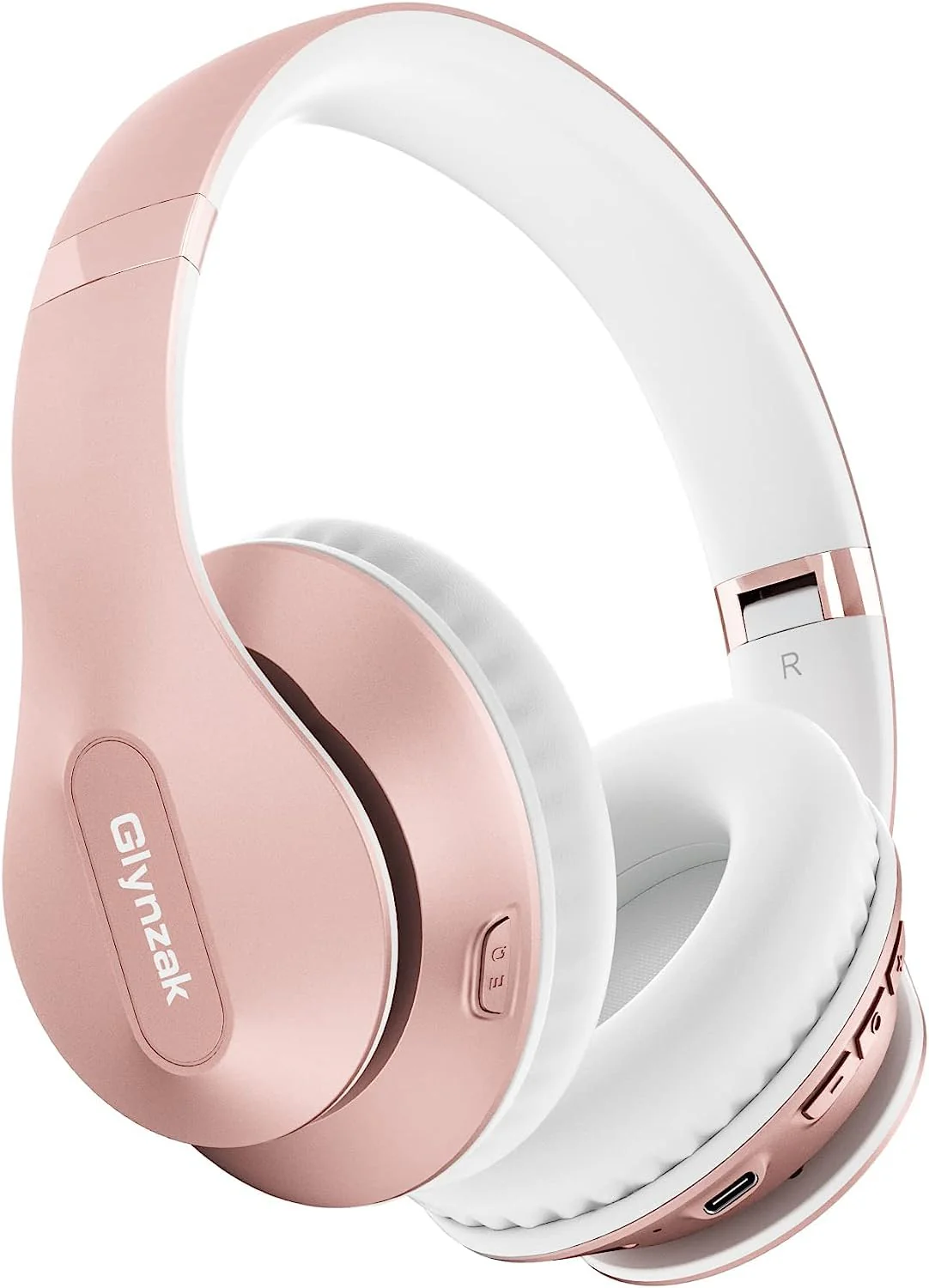 Wireless Headphones Over Ear 65H Playtime HiFi Stereo Headset with Microphone and 6EQ Modes Foldable Bluetooth V5.3 Headphones for Travel Smartphone Computer Laptop Rose Gold WH207A