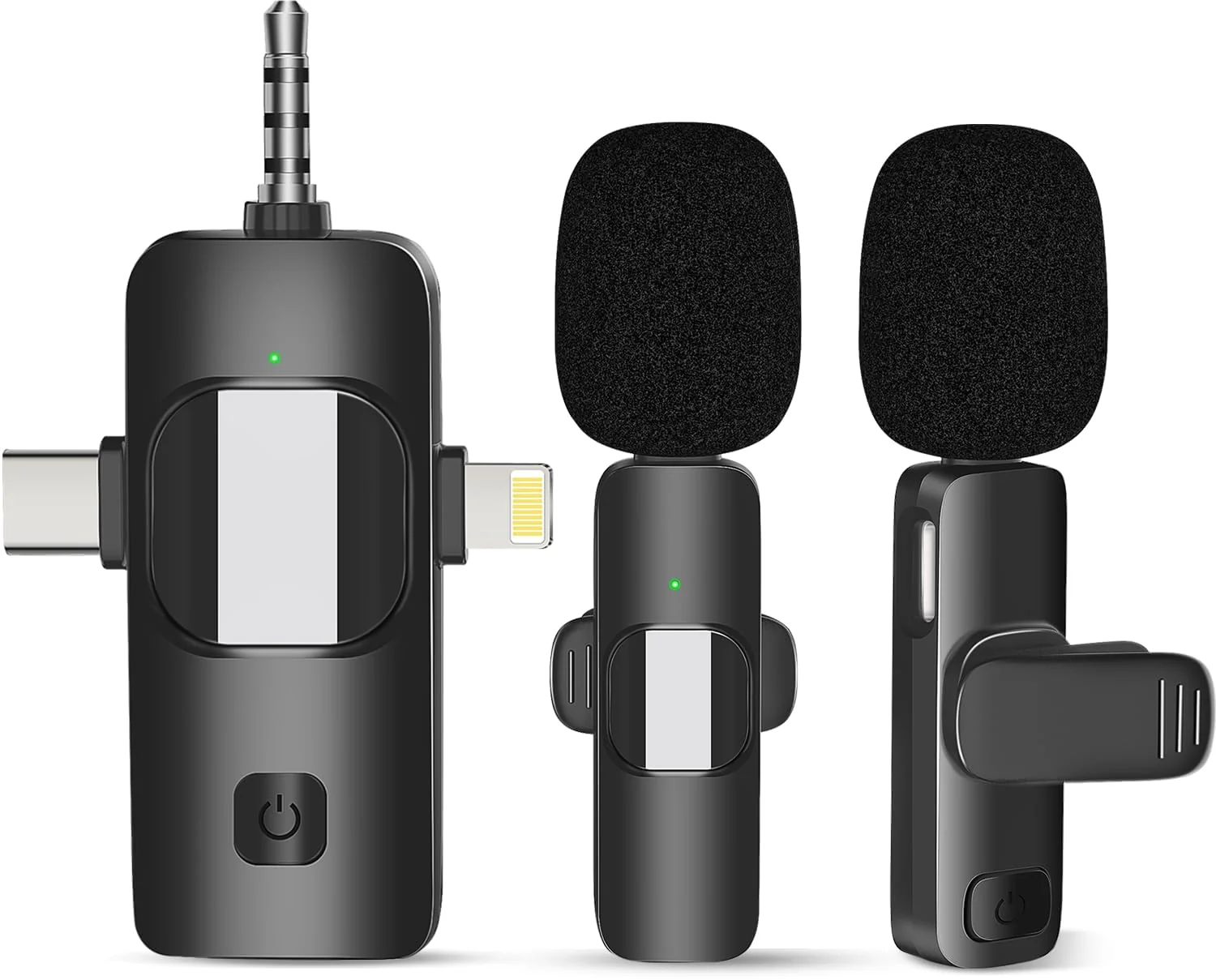 Wireless Lavalier Microphone 2 PC, Lapel Microphone for iPhone Android Camera Plug-Play,Professional Noise Reduction Recording Clip Mic for Creator Interview YouTube Interview TikTok Vlog