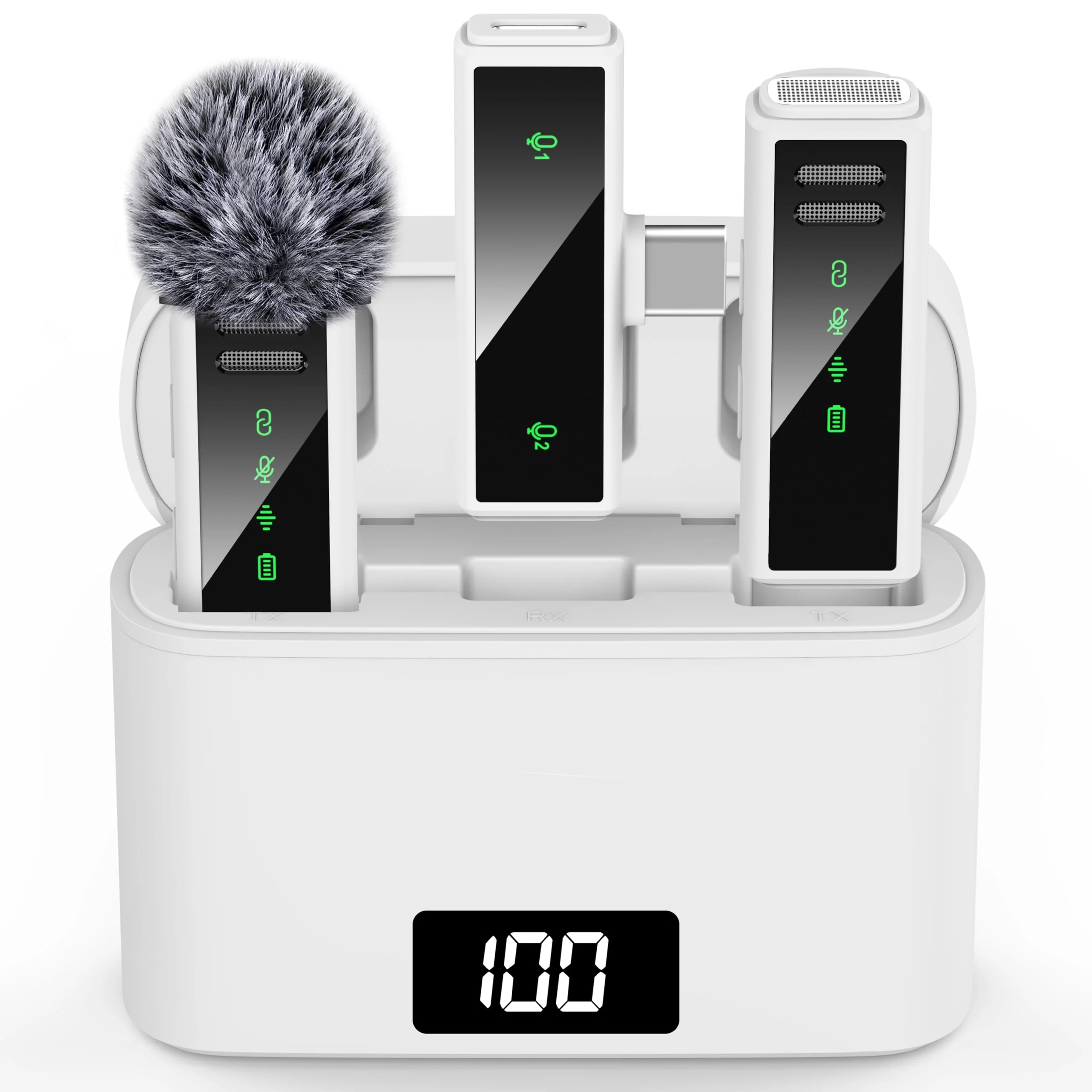 Wireless Lavalier Microphone for iPhone 15, Android, PC, Laptop, USB C Mini Microphone with Noise Cancellation, Mini Mic for Video Recording, Vlog, YouTube, TikTok (White) White