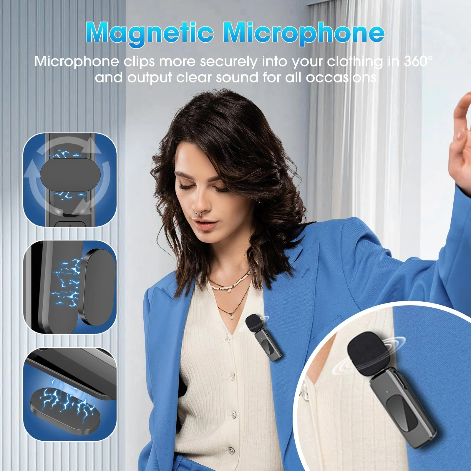 Wireless Lavalier Microphone for iPhone 15,Android Phone,Laptop,PC,Professional Mini Microphone with Noise Reduction,Lapel Microphone for Video Vlog,Interviews,Live Streaming,TikTok,YouTube,2Pack - Image 2