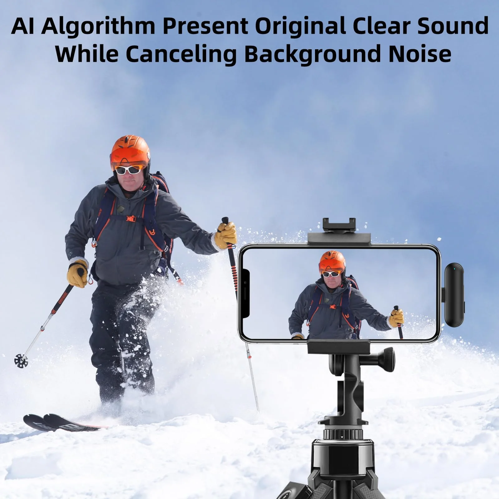 Wireless Lavalier Microphone for iPhone 17/16/15 - Ai Noise Cancelling Mini Microphone USB C Clip on Lapel Mic with Charging Case for Video Recording Vlogging Tiktok YouTube Ai Noise Canceling-for All iPhone and Android - Image 2