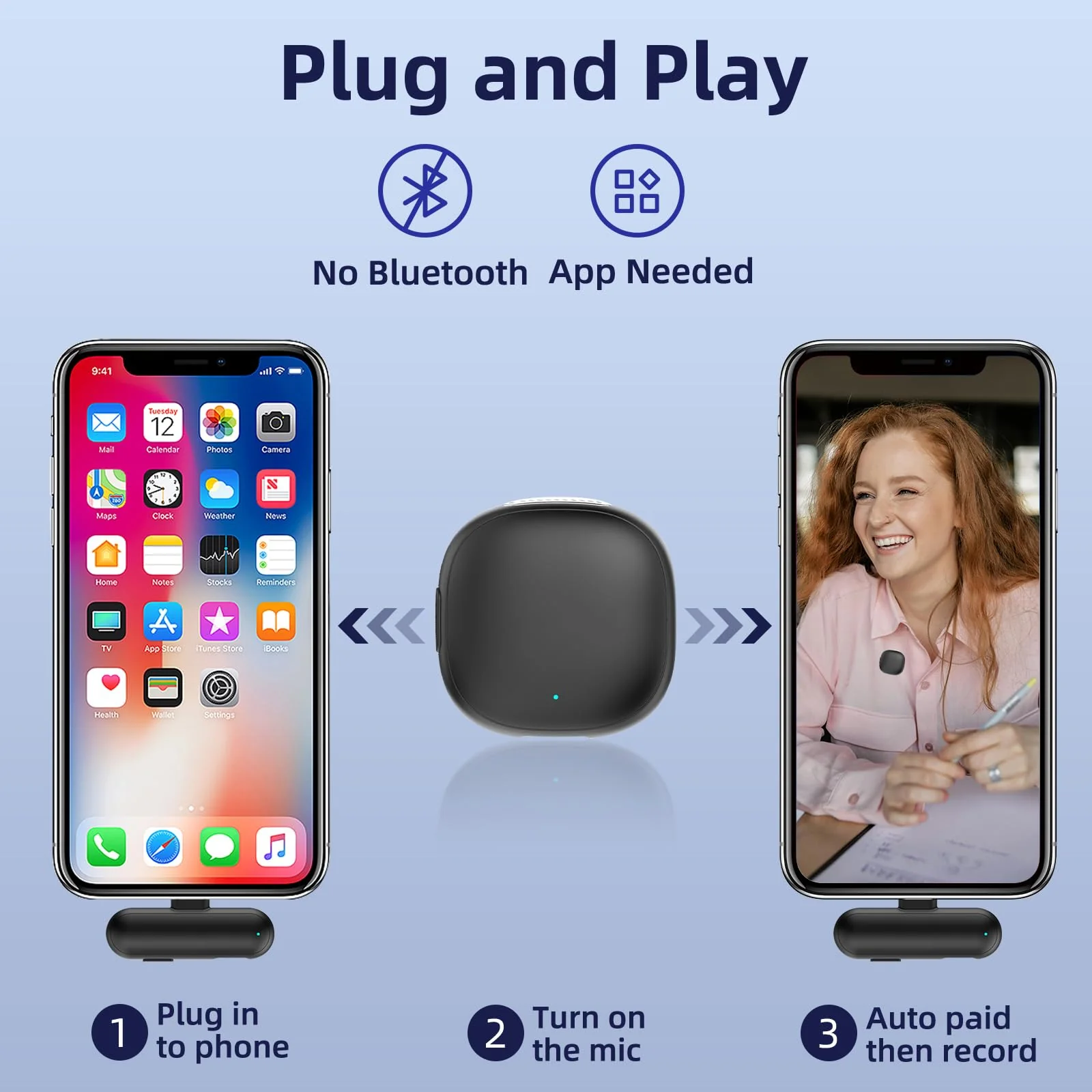 Wireless Lavalier Microphone for iPhone 17/16/15 - Ai Noise Cancelling Mini Microphone USB C Clip on Lapel Mic with Charging Case for Video Recording Vlogging Tiktok YouTube Ai Noise Canceling-for All iPhone and Android - Image 5