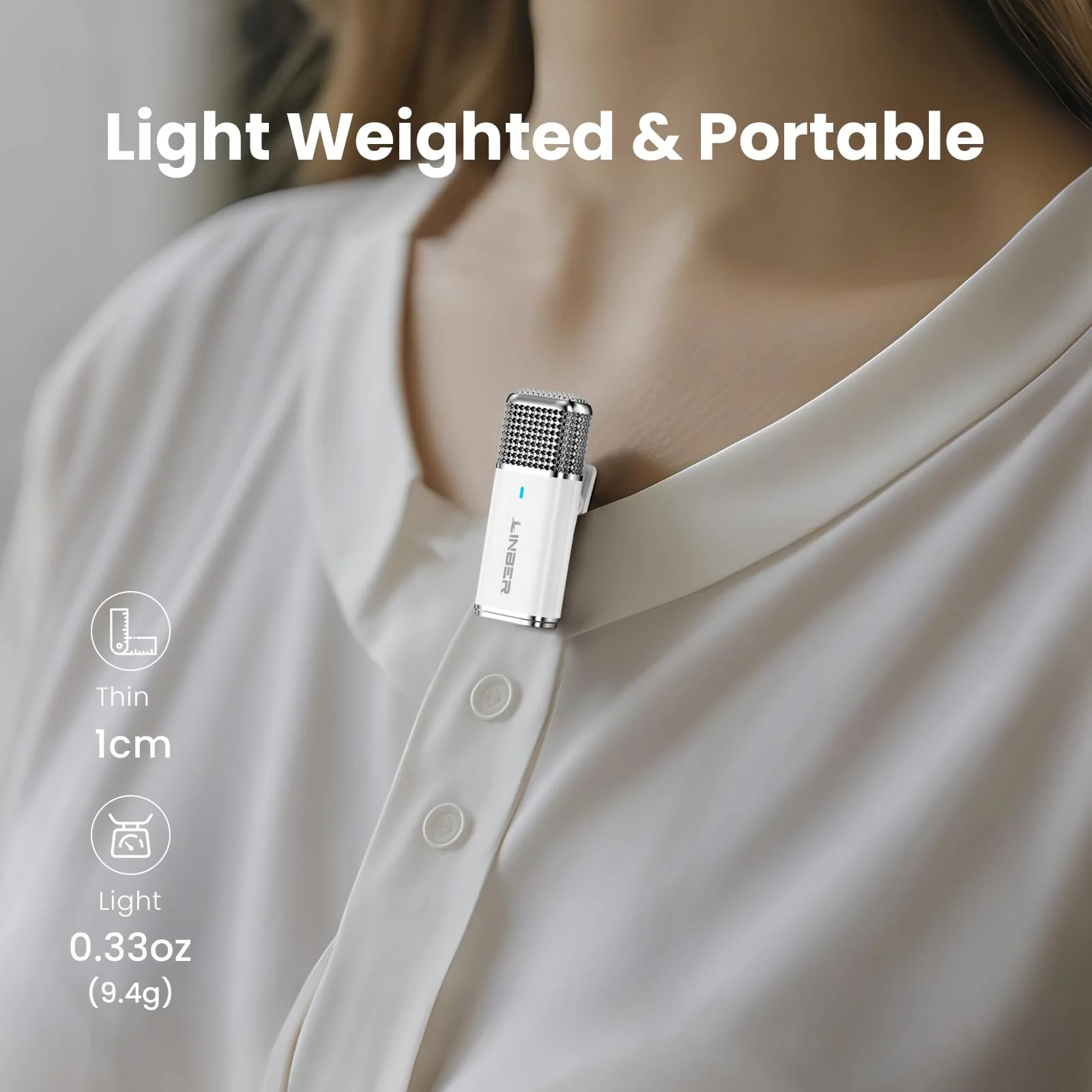 Wireless Lavalier Microphone for iPhone – ANC Noise Cancellation and Stylish Charging Case, 70M Transmission, 45H Total Battery, Ideal for Vloggers and Interviews (White) White - Image 8