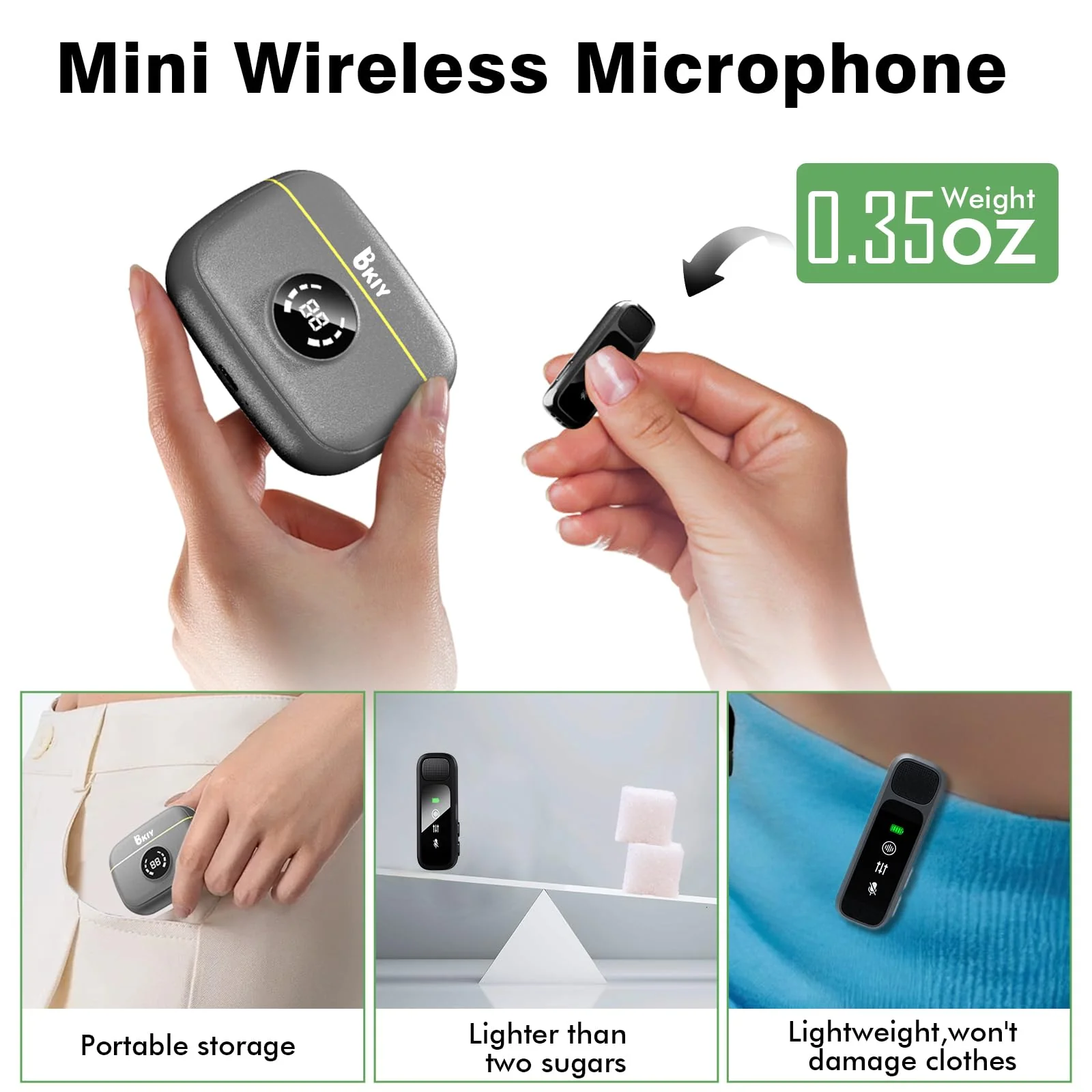 Wireless Lavalier Microphone for iPhone/Android - Dual Mini Noise Canceling Mic with Charging Case(30H), USB-C/Lightning Clip-on Microphone for Video Recording Streaming Podcast Vlogging Black - Image 5