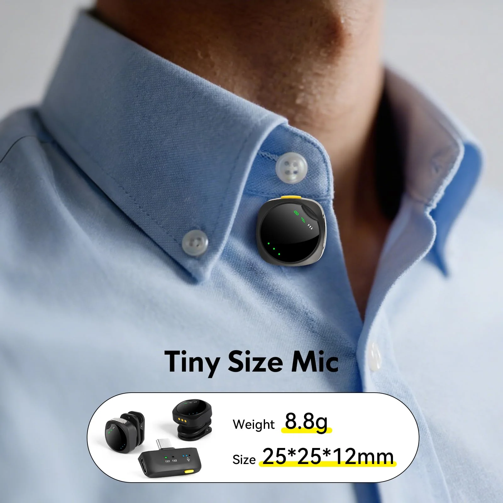 Wireless Lavalier Microphone for iPhone/Android, Lapel Mics with Lightning/USB-C Plug-Play, 100FT Range, Omnidirectional Condenser Mic for Video Recording, Interview, Podcast, Vlog, YouTube - Image 6