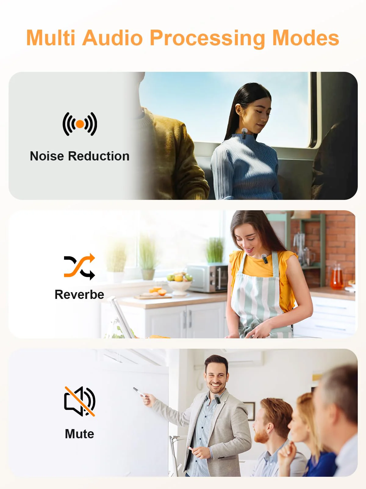 Wireless Lavalier Microphone for iPhone/Android/Laptop with Magnetic Wind Muff/Patch/Clip, Mini Mic with Noise Reduction, 35 H Battery Life via Charging Case, Lightning/USB-C/USB A Plug&Play - Image 7
