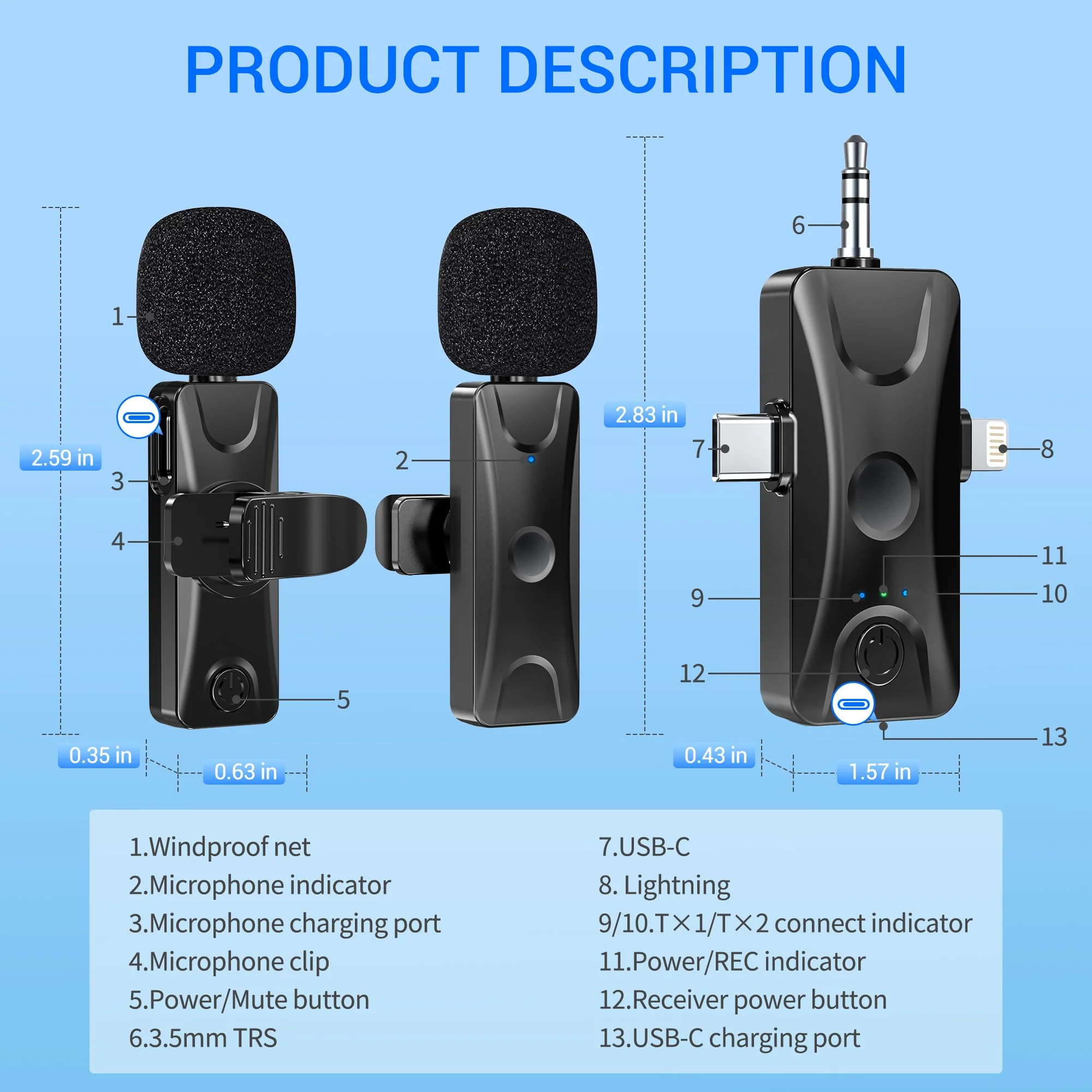 Wireless Lavalier Microphone for iPhone Android: Mini Lapel Mic with Intelligent Noise Cancelling, 48kHz/16bit, 100ft Range, for Camera, PC, Laptop, Video Recording, Streaming, Interview, Vlogs - Image 6