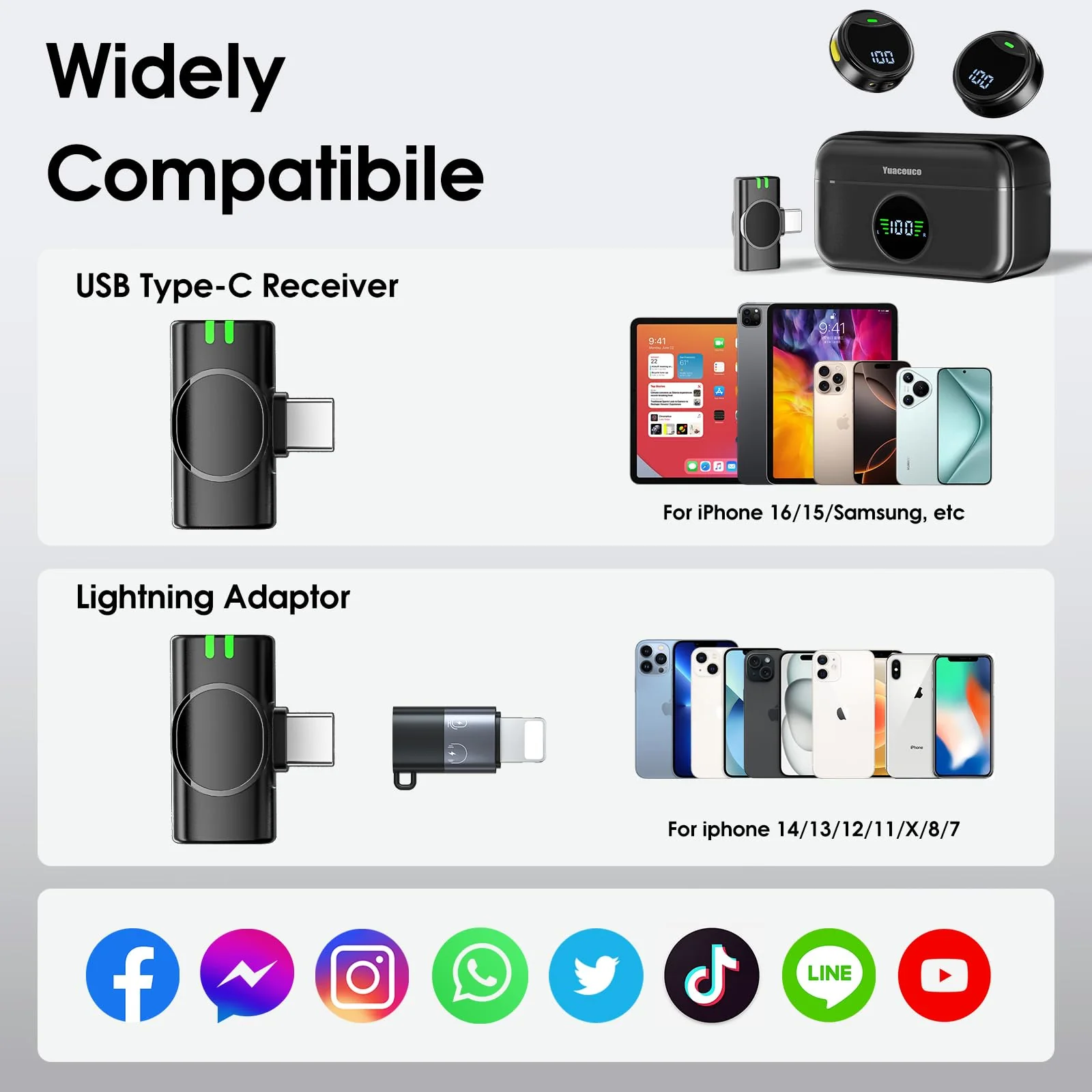 Wireless Lavalier Microphone for iPhone/Android, Mini Lapel Mic with Noise Cancellation, 48KHz 24Bit, 30h Battery Life, Mini Microphone for Video Recording, Vlogging - Image 6