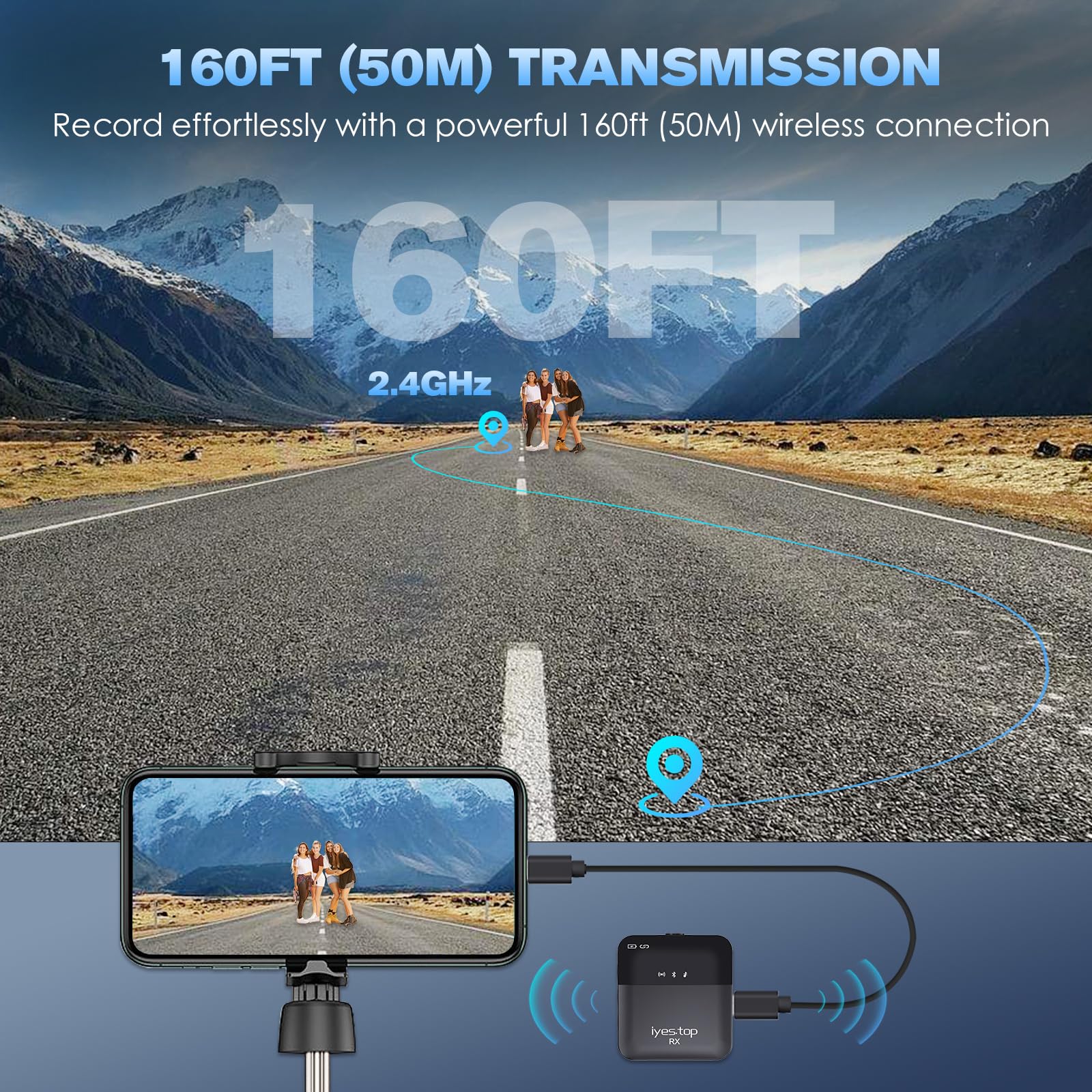 Wireless Lavalier Microphone for iPhone, Android Phone, Camera with Real-Time/Audience Monitoring, Audio Ducking, Accompaniment, Reverb, Mute, Noise Cancellation - Mini Clip-on Lapel Bluetooth Mic - Image 5