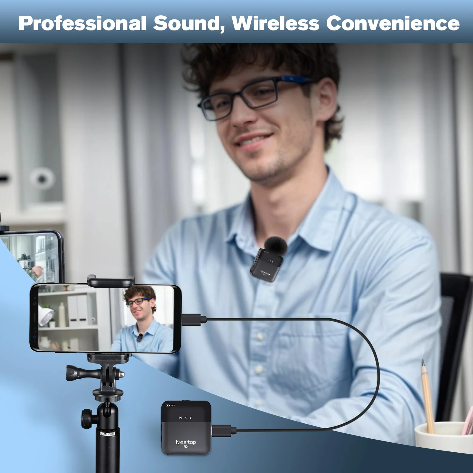 Wireless Lavalier Microphone for iPhone, Android Phone, Camera with Real-Time/Audience Monitoring, Audio Ducking, Accompaniment, Reverb, Mute, Noise Cancellation - Mini Clip-on Lapel Bluetooth Mic - Image 8