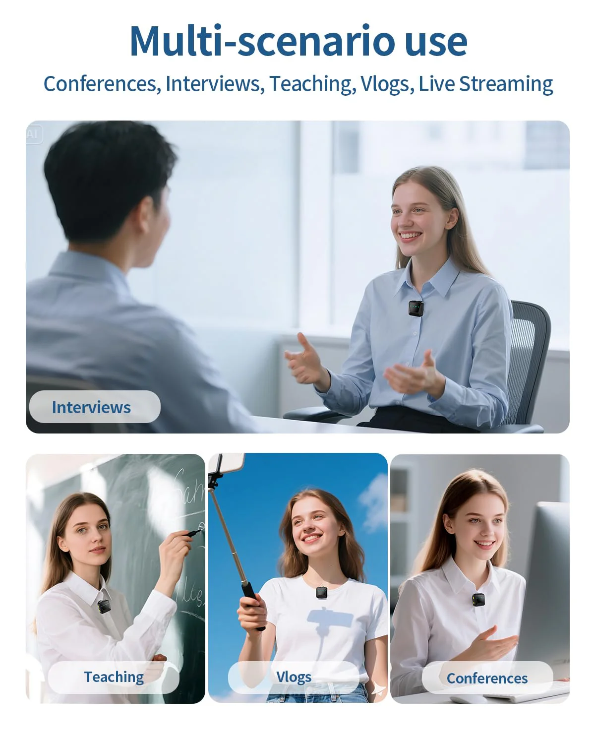 Wireless Lavalier Microphone for iPhone/Android With Charging Case, Intelligent Noise Cancelling,Plug-Play Wireless Lapel Mic for Tiktok, Youtube, Video Recording, Vlog, Live Streaming - Image 8
