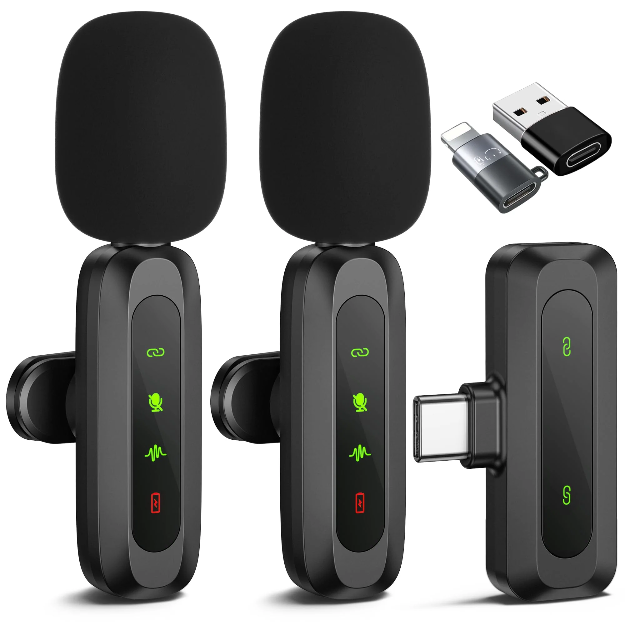 Wireless Lavalier Microphone for iPhone, iPad, Android - 100FT Transmission, 360° Omnidirectional HD High Sensitivity Mic for Interview, Video Podcast, Vlog, YouTube, TikTok