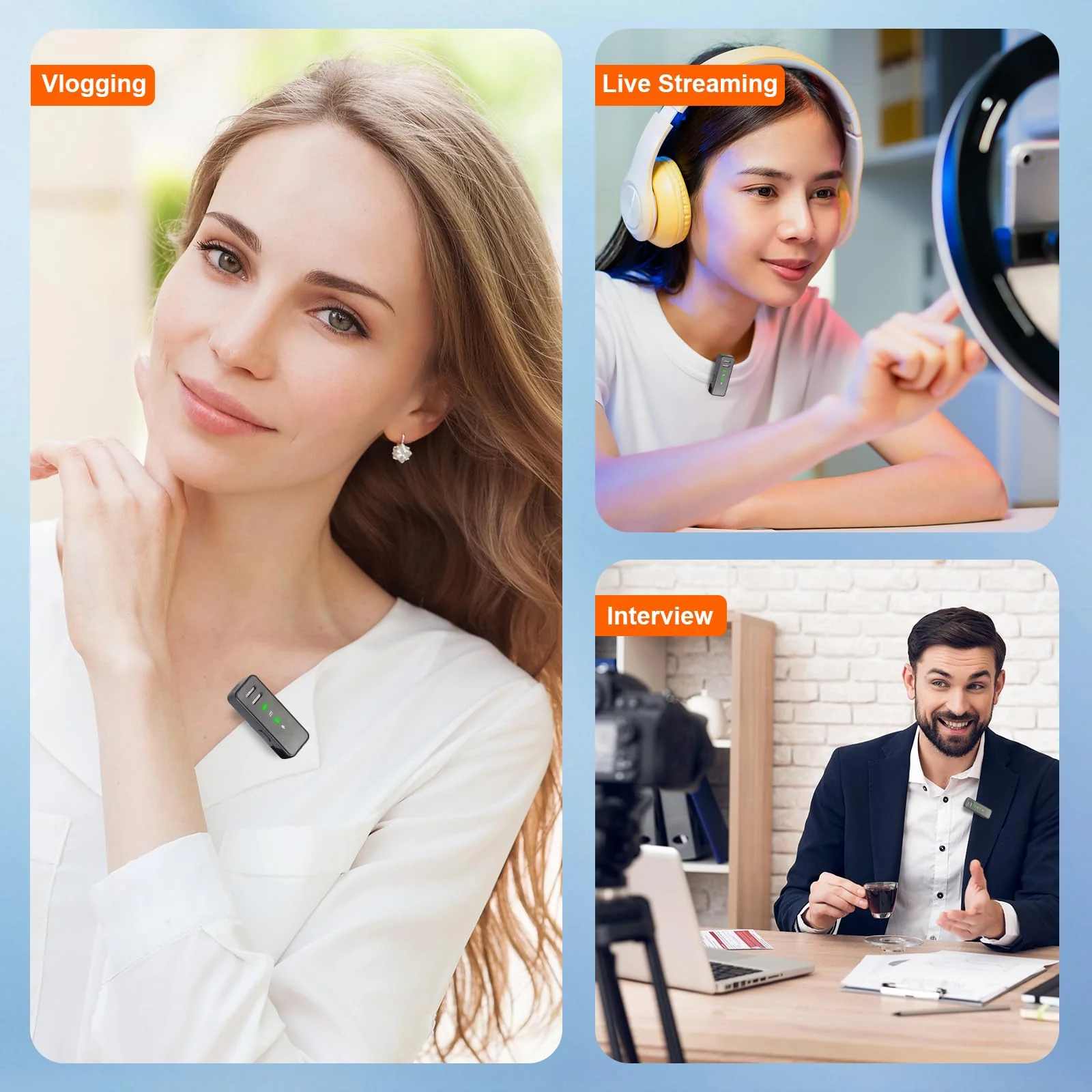 Wireless Lavalier Microphone for iPhone iPad Android - USB C Charging Case, Lapel Mic for Live Streaming, Video Recording, YouTube, Interviews, Meetings & Vlogging - Image 7