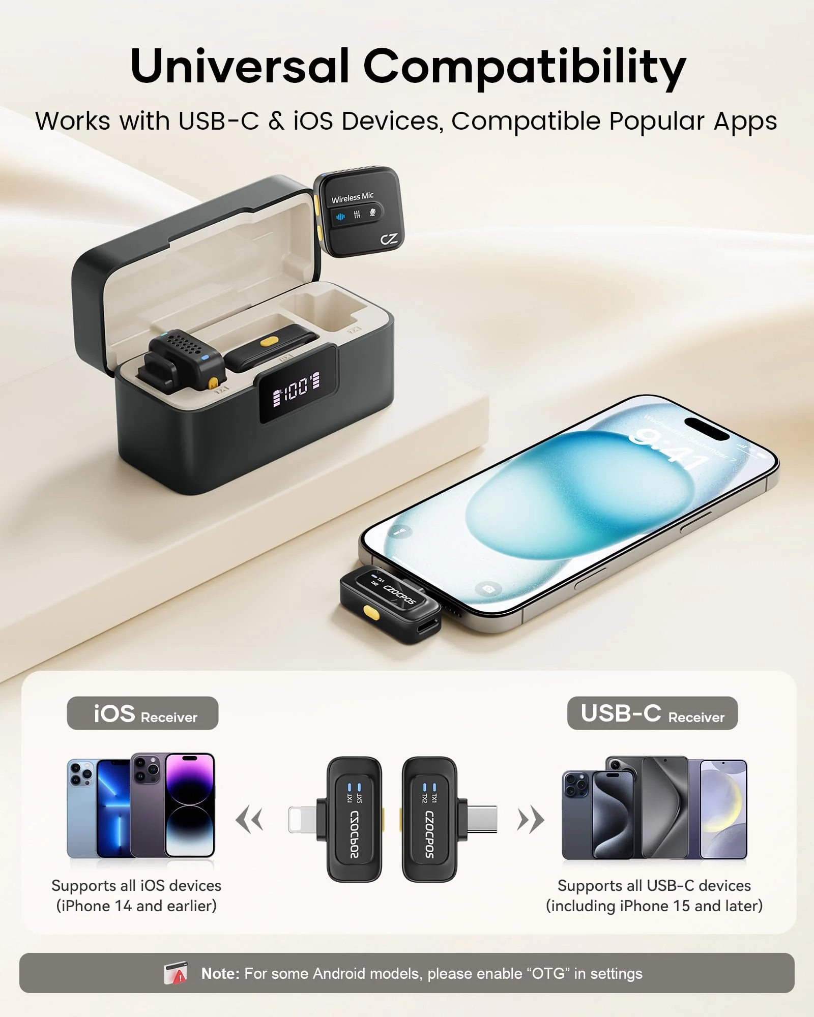Wireless Lavalier Microphone for iPhone iPad Android with Charging Case,Lapel Mic with Noise Reduction,56H Battery Life, 164ft Range,Mini Microphone for Video Recording,YouTube,Vlog,Live Streaming Mic 2 (2 TX + 1 RX + Charging Case) - Image 6