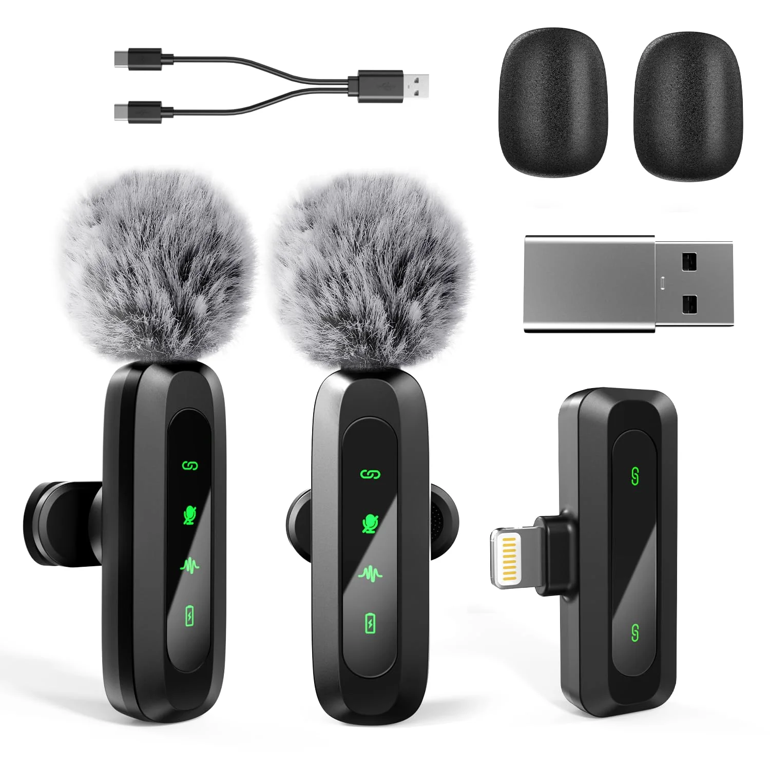 Wireless Lavalier Microphone for iPhone iPad,Mini Microphone for iPhone with Noise Cancelling,lapel microphone wireless for Content Creator Video Recording, Streaming, Vlogging (Lighting Only)