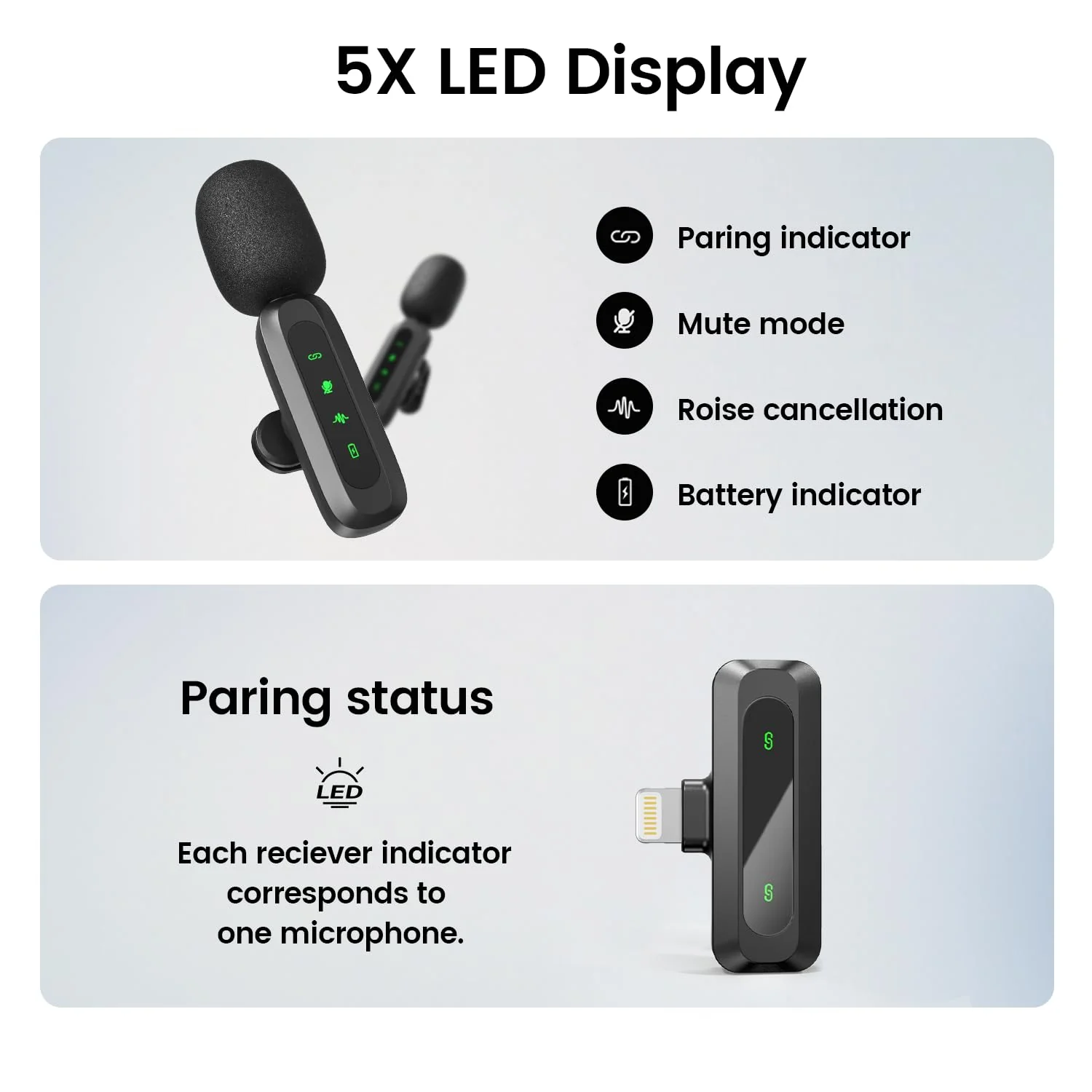 Wireless Lavalier Microphone for iPhone iPad,Mini Microphone for iPhone with Noise Cancelling,lapel microphone wireless for Content Creator Video Recording, Streaming, Vlogging (Lighting Only) - Image 3