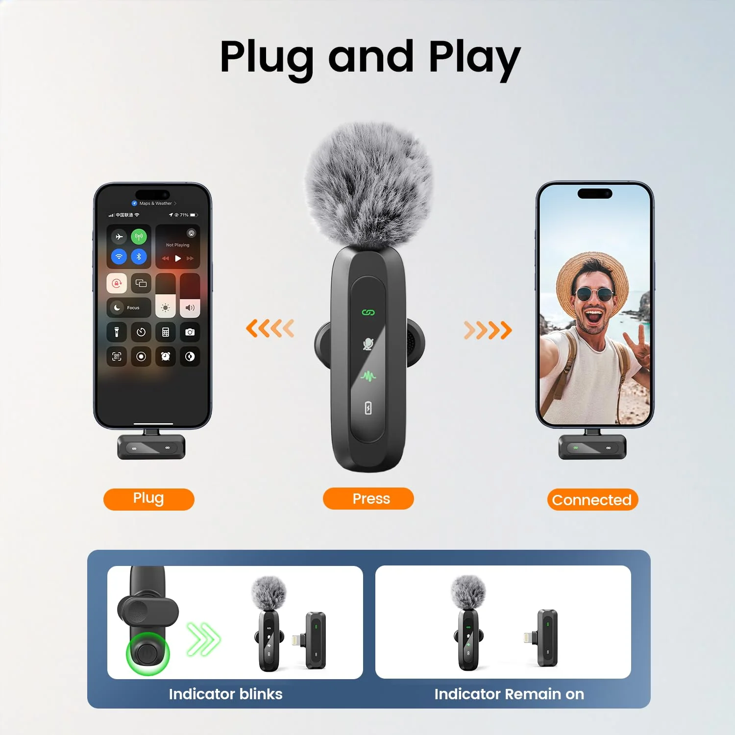 Wireless Lavalier Microphone for iPhone iPad,Mini Microphone for iPhone with Noise Cancelling,lapel microphone wireless for Content Creator Video Recording, Streaming, Vlogging (Lighting Only) - Image 4