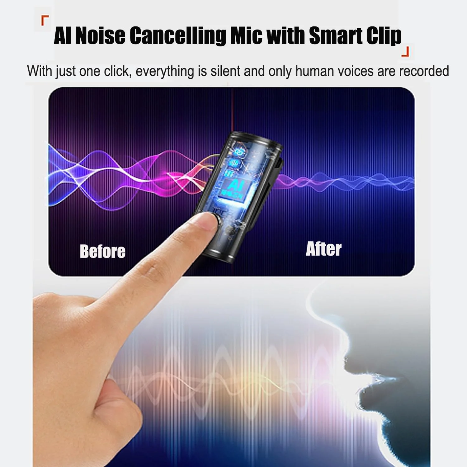 Wireless Lavalier Microphone-Mini Microphone with Noise Cancelling(2 TX + 2 RX + Charging Case), 15Hr Battery, Wireless Microphones for iPhone/iPad/Android,for Video Recording,Live Streaming,Interview - Image 3