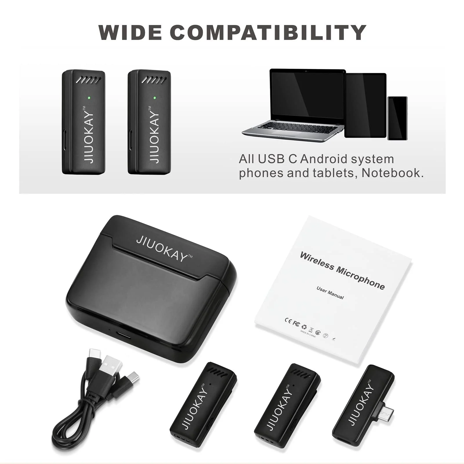 Wireless Lavalier Microphone with Charging Case for Samsung Galaxy, 2 Pack Mini Clip on Lapel Microphone Wireless for Video Recording Interview YouTube Vlog Tiktok Live Streaming (Android) - Image 7