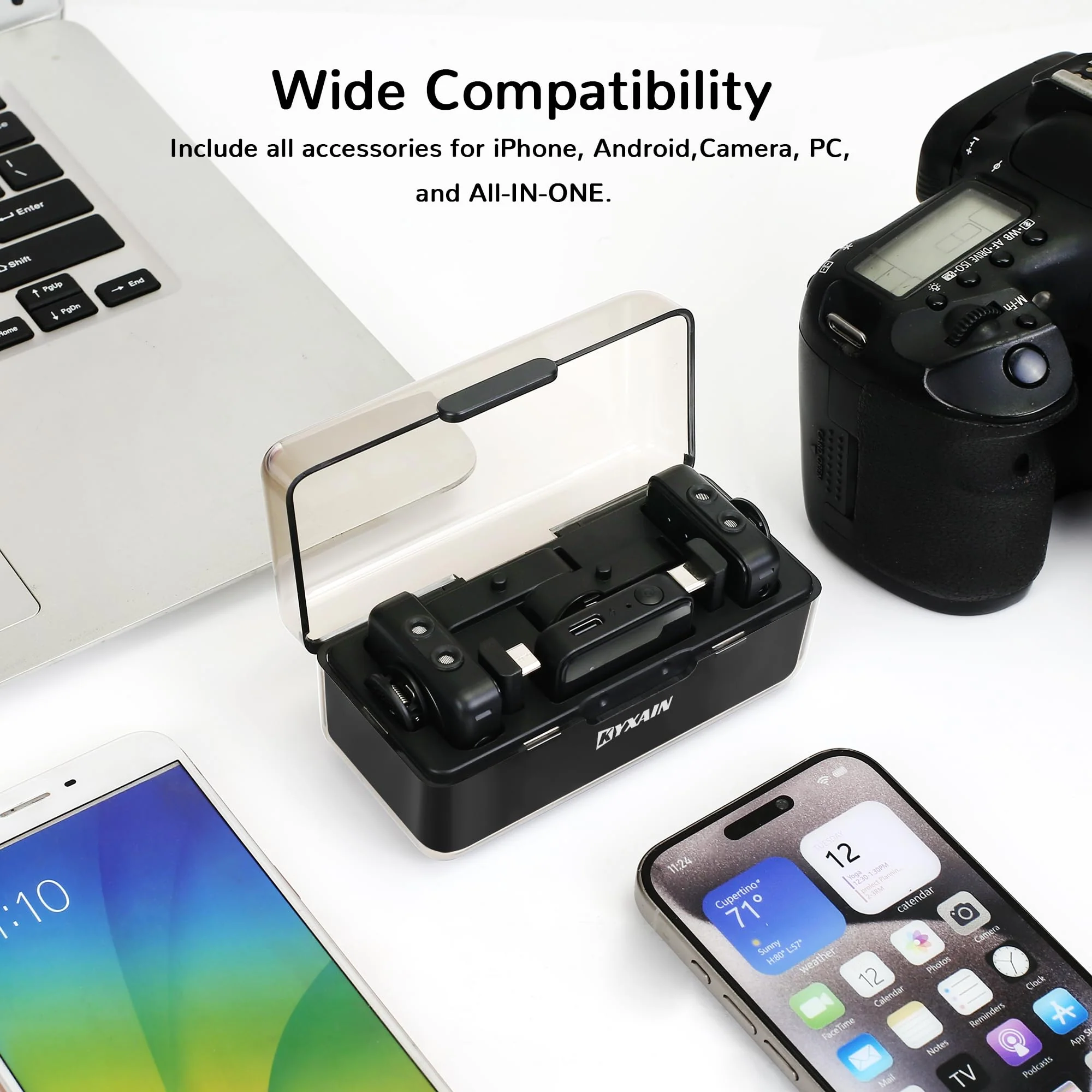 Wireless Lavalier Microphones with Noise Cancellation, 328ft Transmission, 30H Working Time with Charging Case, Wireless Lapel Microphone System for Living Streaming iPhone Android DSLR Camera PC - Image 5