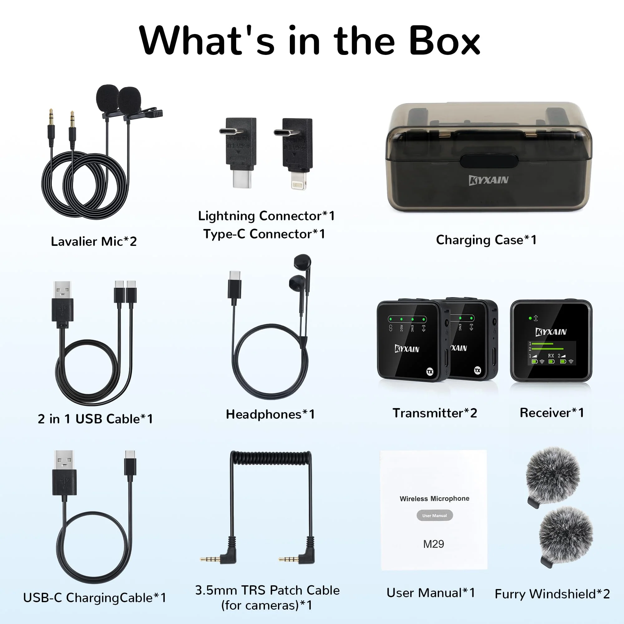 Wireless Lavalier Microphones with Noise Cancellation, 328ft Transmission, 30H Working Time with Charging Case, Wireless Lapel Microphone System for Living Streaming iPhone Android DSLR Camera PC - Image 8
