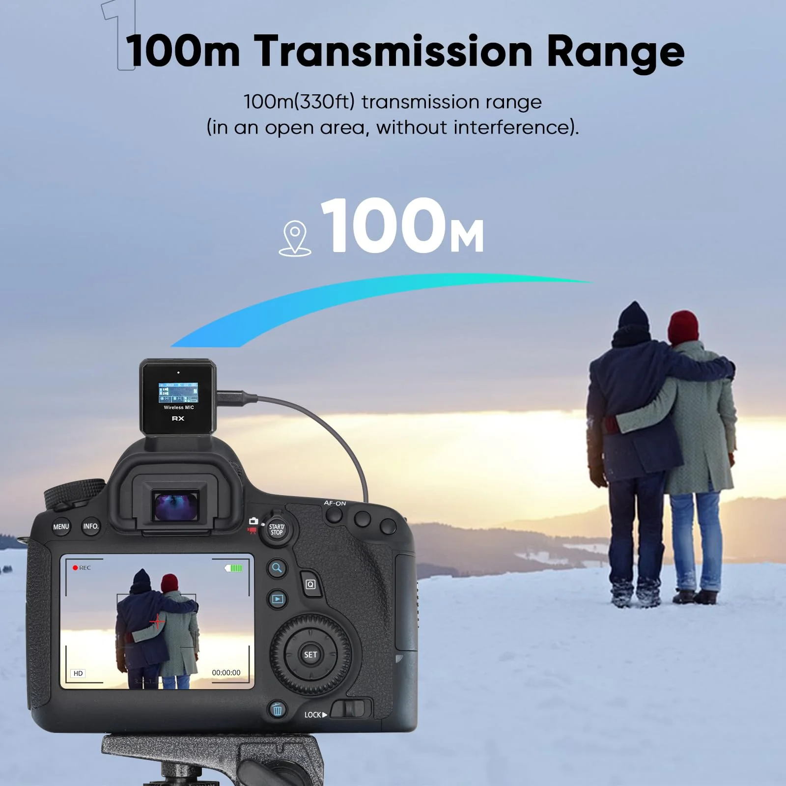 Wireless Microphone, 100m (328 ft.) Range Bluetooth Microphone, 24-Hour Battery, Noise Cancellation, Wireless Microphone for PC, iPhone, Andriod,lav mic,MIC Wireless - Image 4