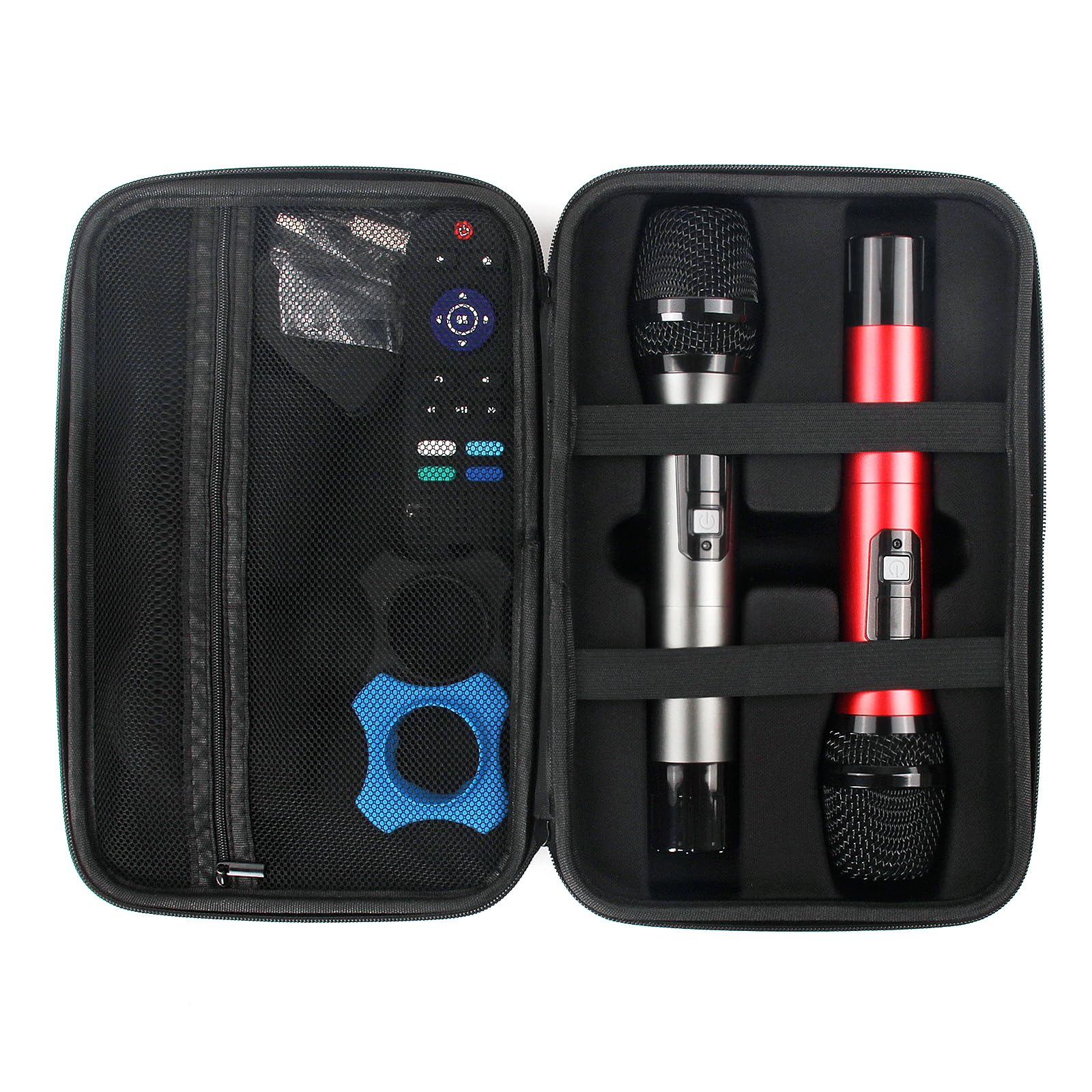 Wireless Microphone Case Compatible with Tonor TW630, Dual Microphone Bag: Hard EVA Case for Handheld Microphone, Hard Mic Travel Case, Home Mic Storage Case Compatible with JBL Wireless Microphone