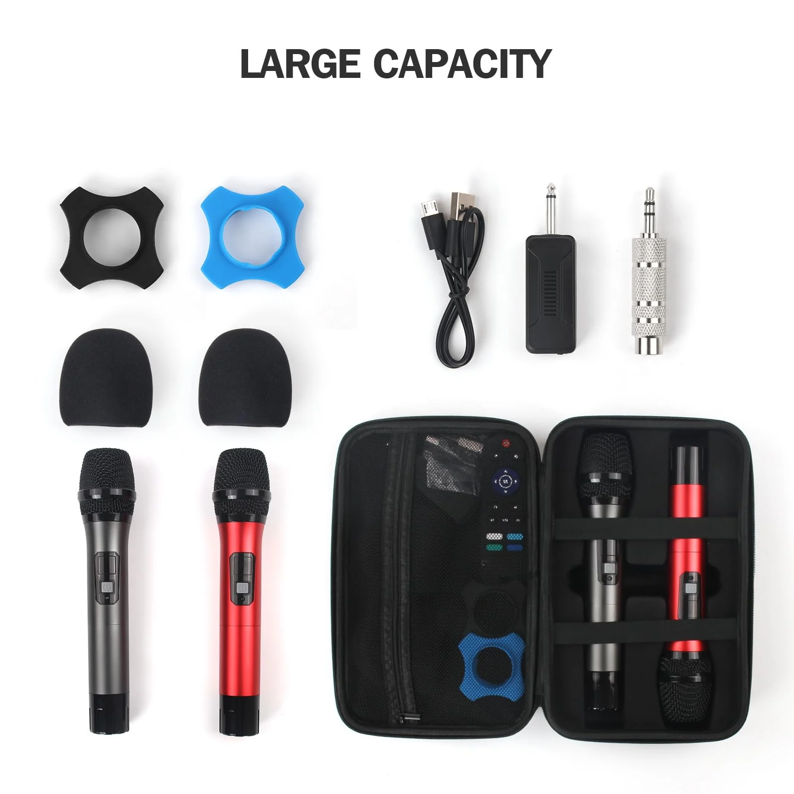 Wireless Microphone Case Compatible with Tonor TW630, Dual Microphone Bag: Hard EVA Case for Handheld Microphone, Hard Mic Travel Case, Home Mic Storage Case Compatible with JBL Wireless Microphone - Image 2