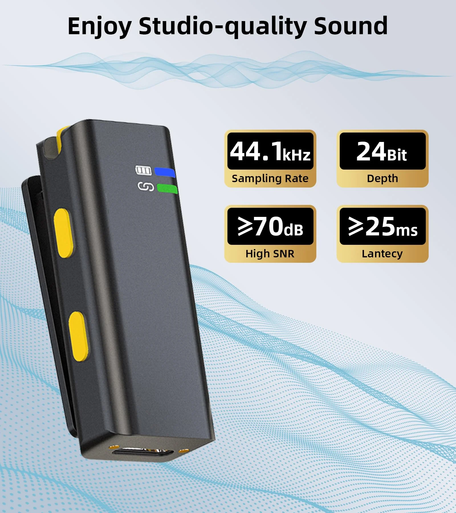 Wireless Microphones for Video Recording - Noise Canceling Mini Lav Mics for iPhone, 3-Level Gain Control, 35H Battery - Phone Microphone for YouTube, TikTok Live-streaming, Podcast, Vlogging 2 in 1 with Battery case - Image 4
