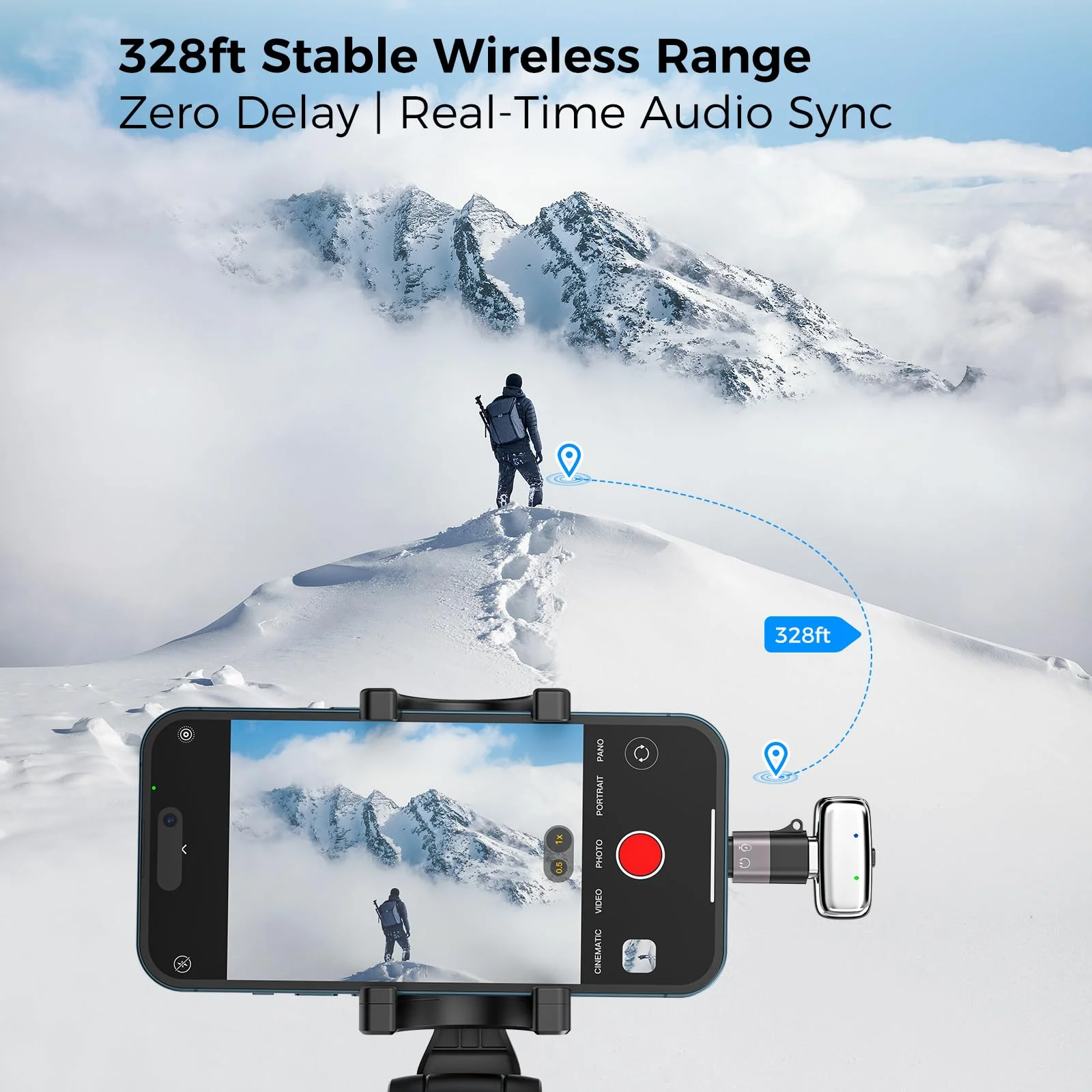 Wireless Mini Microphone for iPhone/Android/iPad-2 Pack Lavalier Lapel Microphone with Lightning,USB C Plug, Niose Reduction,Mute,Clip on mic for Video Recording,YouTube,Tiktok,Podcast,Vlog Silver - Image 8