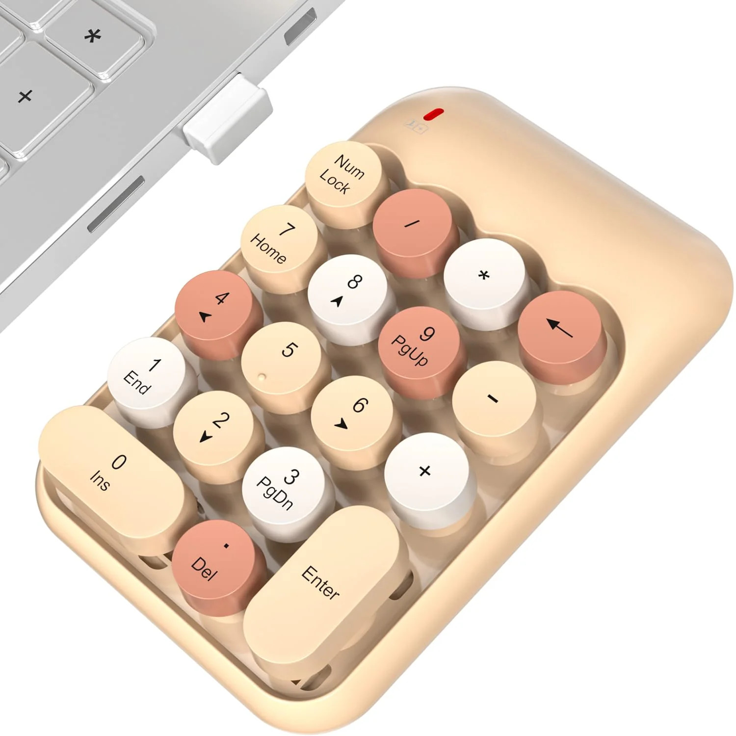 Wireless Number Pads, Cute Colorful Numeric Keypad Numpad Portable 2.4 GHz Financial Accounting Number Keyboard Extensions, 18 Key Number Numpad for Laptop Desktop, PC (Cream) Green