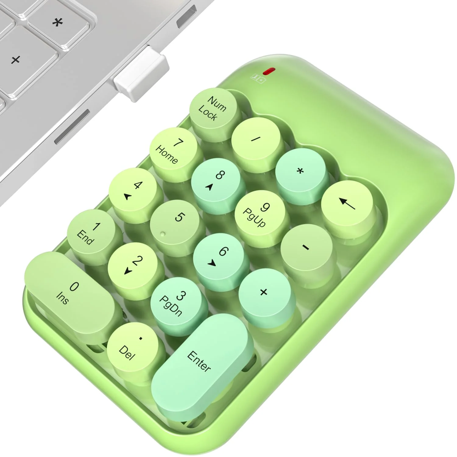 Wireless Number Pads, Cute Colorful Numeric Keypad Numpad Portable 2.4 GHz Financial Accounting Number Keyboard Extensions, 18 Key Number Numpad for Laptop Desktop, PC (Green) Milk Tea