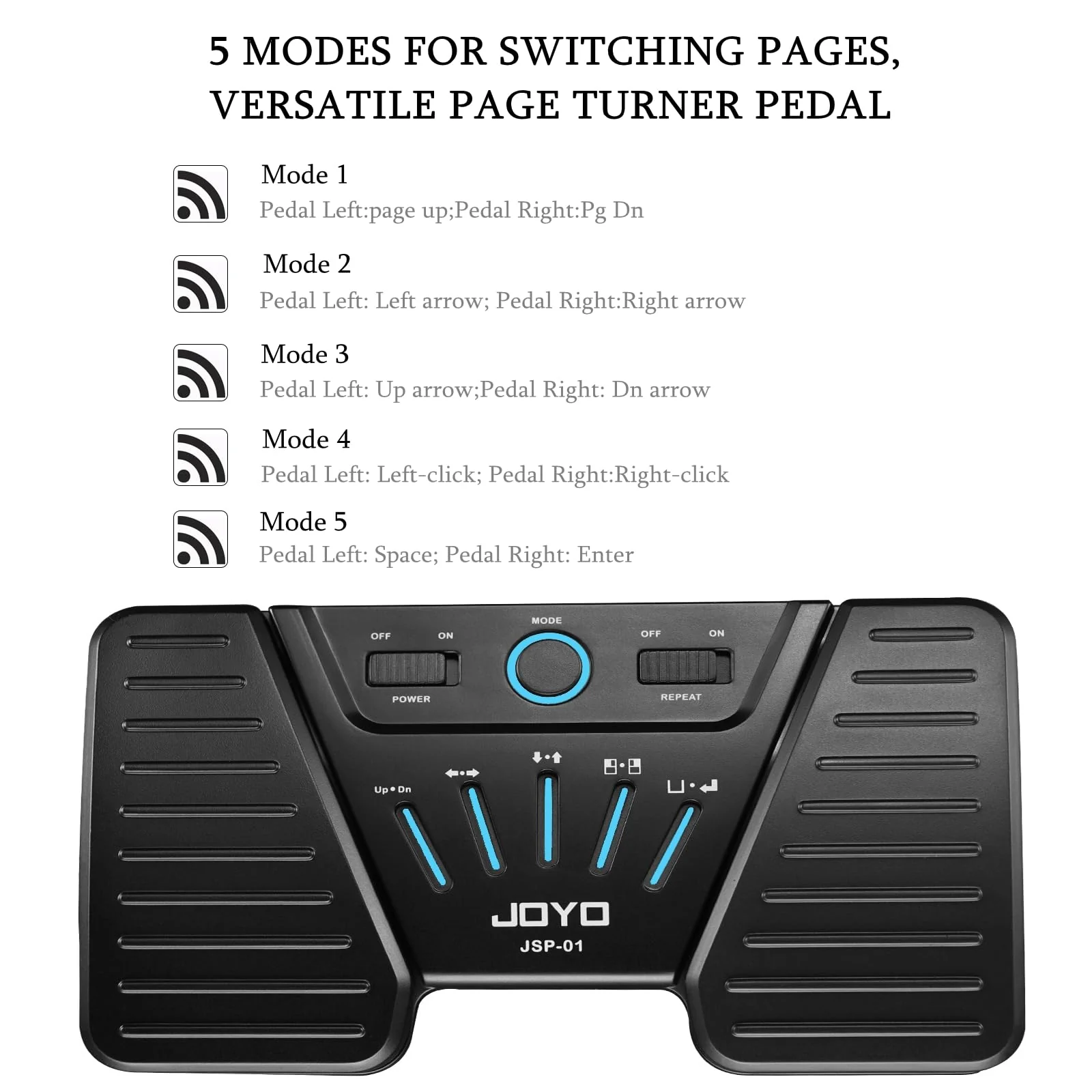 Wireless Page Turner Pedal Buletooth Foot Pedal Music Page Turner Pedal for Phones Ipad Tablets Phone Rechargeable Hands-Free Page Turner Pedal Anti-slip - Image 3