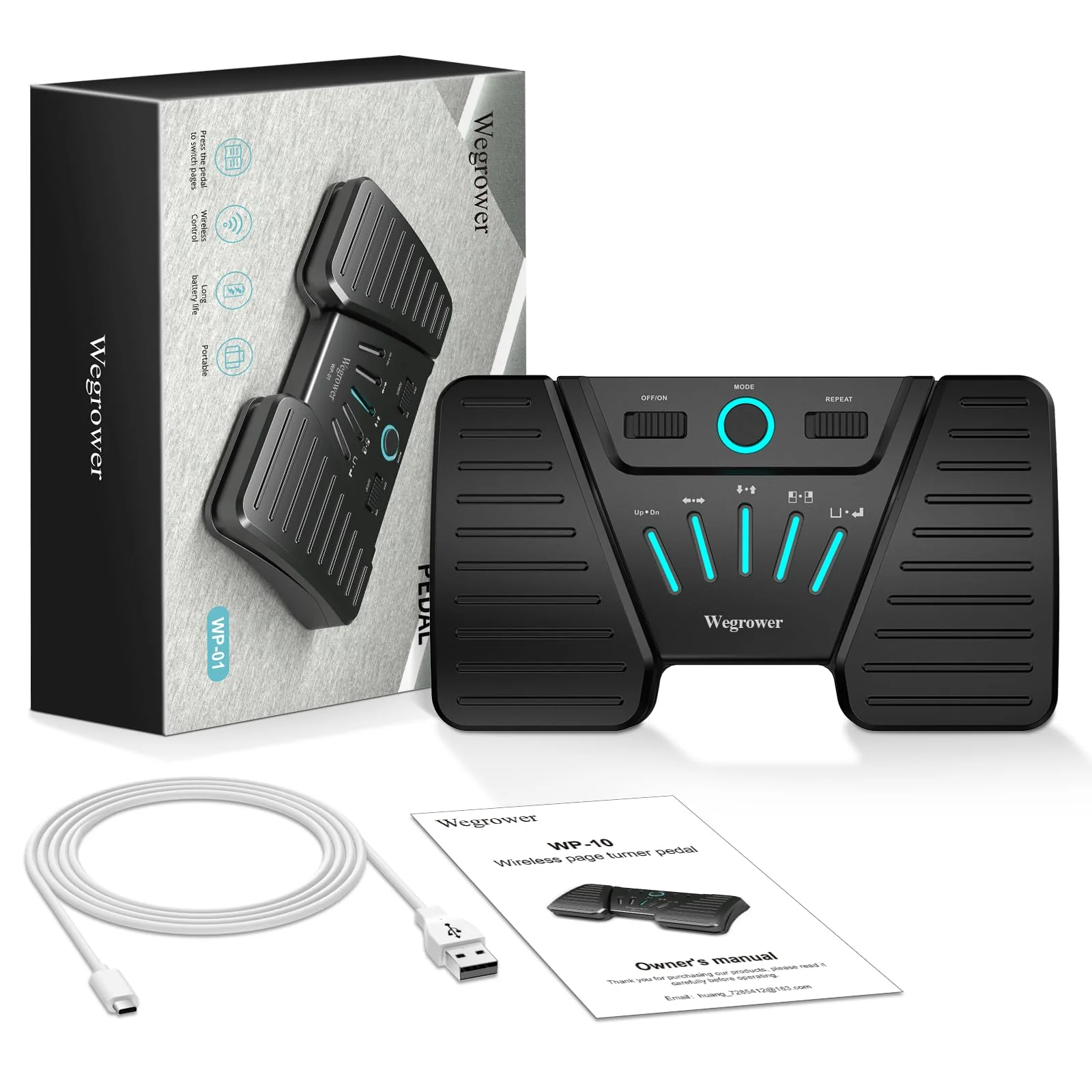 Wireless Page Turner Pedal for Musical Instruments,Portable Bluetooth Foot Pedal, Silent Rechargeable Music Page Turner with Anti-Slip Rubber for iPad, Tablets, Phone - Image 6