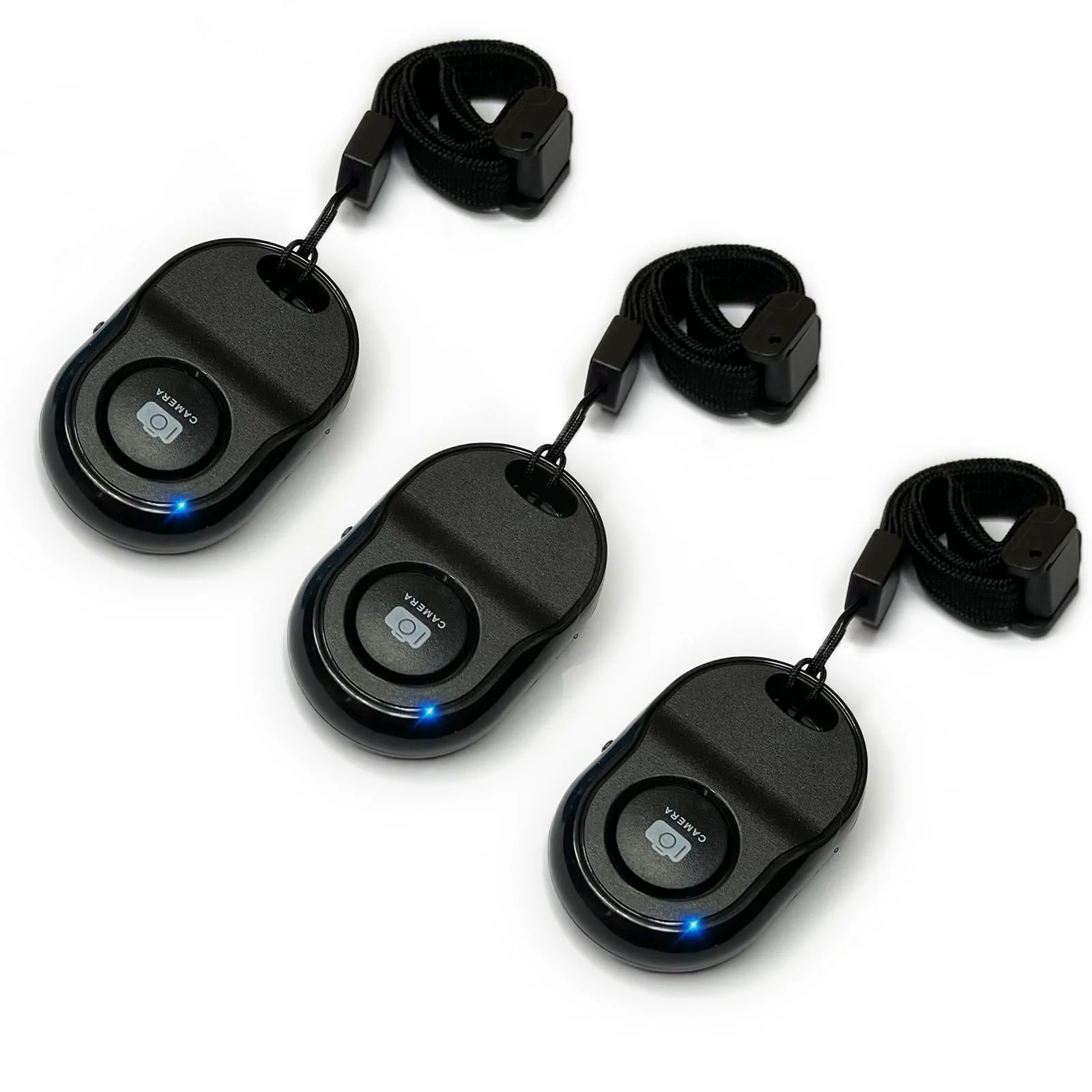 Wireless Smartphone Camera Remote Control (3 Pack) for Photos & Videos, Bluetooth Remote Shutter for iPhone/Android/iPad/Tablets with Adjustable Wrist Strap,Selfie Clicker for Photos & Videos. Black+Black+Black