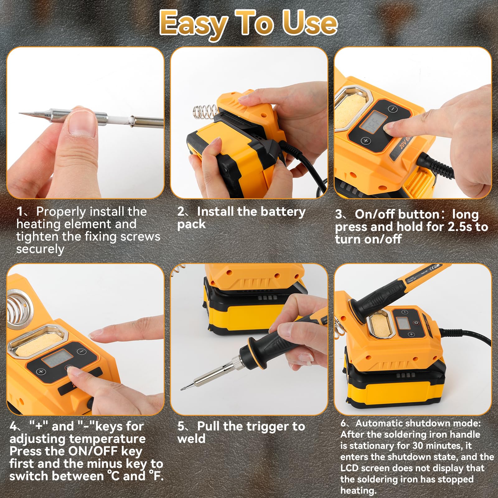 Wireless Soldering Iron Station for DEWALT 18V Batteries, Electric Soldering Station Kit with LET Display, 2 Temperature Units 100-500°C, 10 Seconds Preheating for DIY Appliance Repair - Image 5