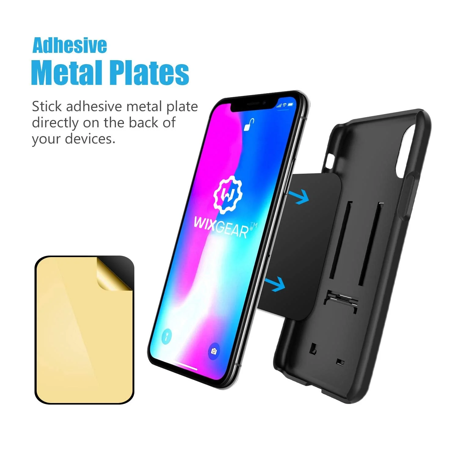 WixGear Mount Metal Plate with Adhesive for Magnetic Cradle-Less Mount -X4 Pack 2 Rectangle and 2 Round (Compatible with Magnetic mounts) (Black) - Image 7