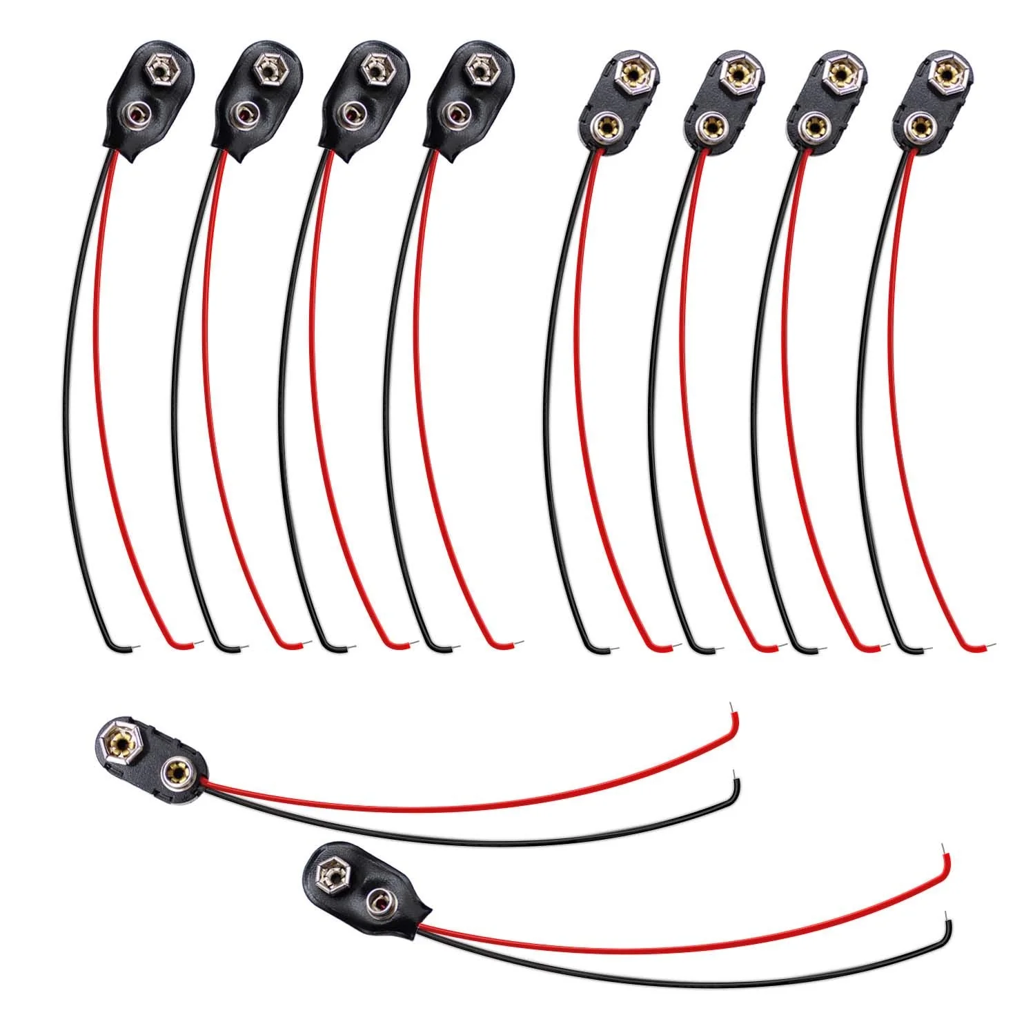 WJUAN Pack of 10 Battery Clip Connection Buckle with 15 cm Connection Cable for 9 V Blocks I-Shape Plastic and Leather Battery Holder Clip Snap (Black) Parts