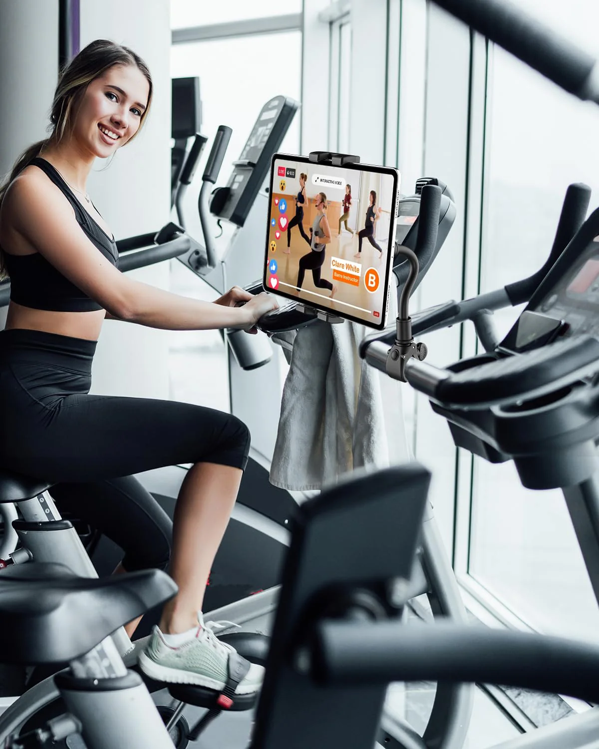 woleyi Gooseneck Tablet Holder for Spin Bike, Peloton Tablet Mount Exercise Bike Handlebar Stand for Stationary Bicycle, Treadmill, Stroller, Elliptical for iPad Pro Air Mini, Galaxy, 4.7-13" Devices - Image 8