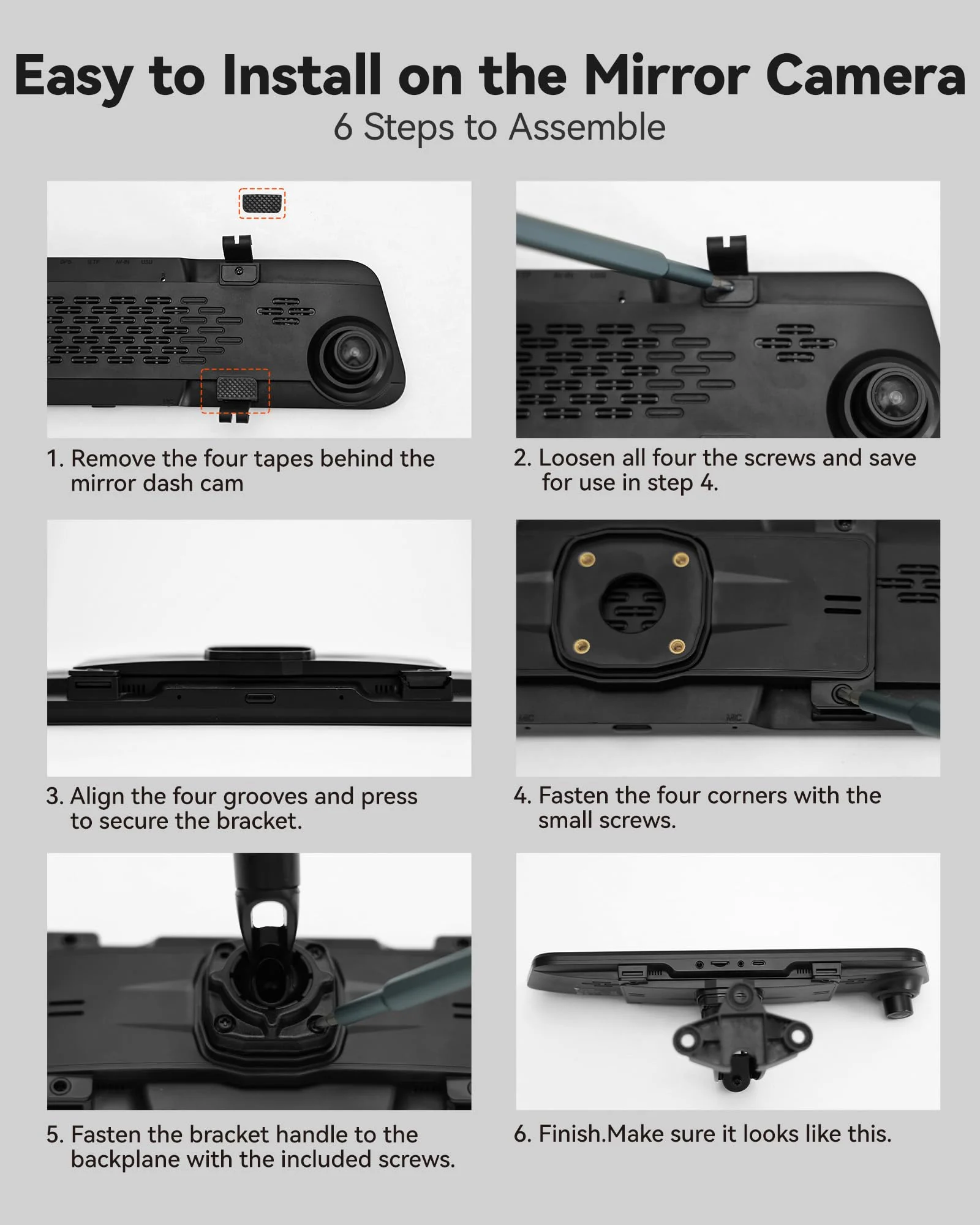 WOLFBOX Model 179 OEM Bracket Fit for 2018-2024 Jeep Wrangler Rubicon, for USB C G840S/G840H/G850/G900 Mirror Dash Cam - Image 4